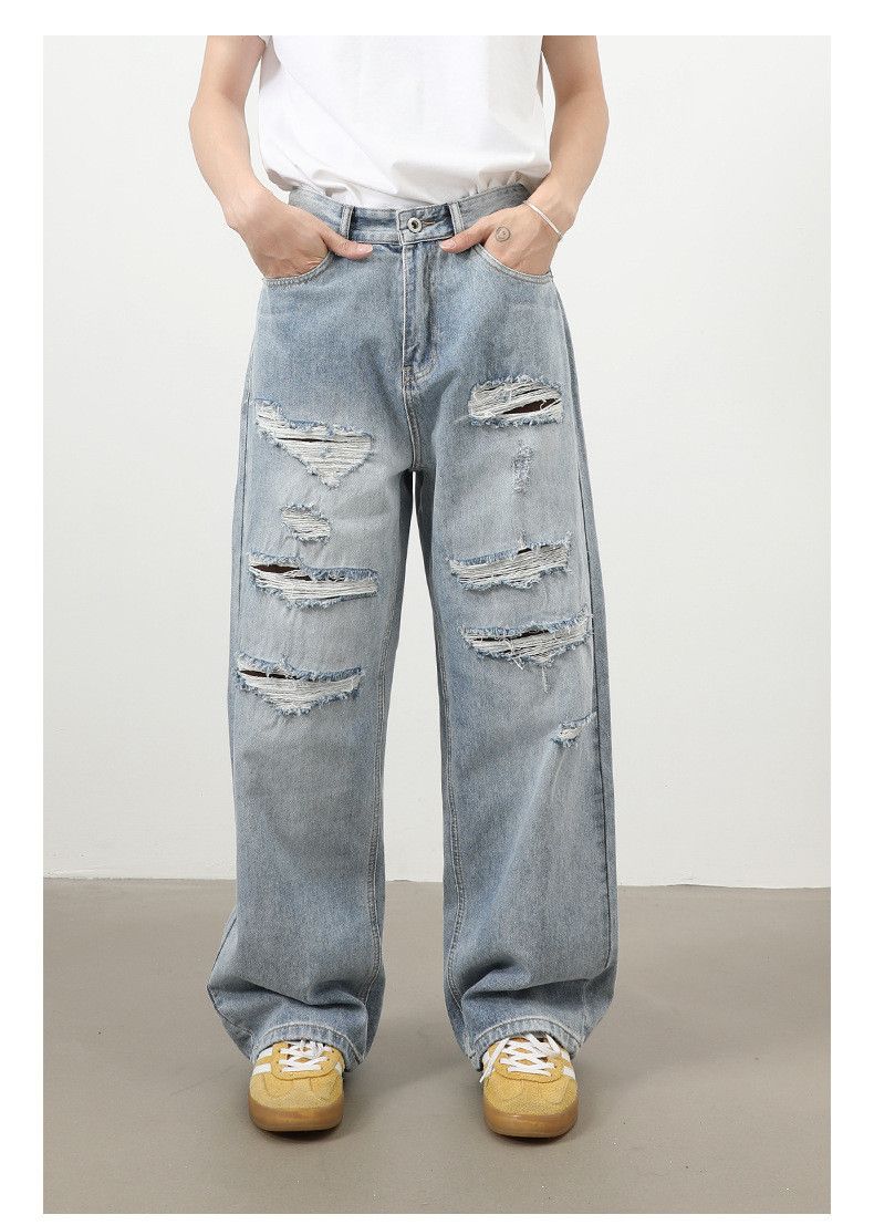 Vintage American retro washed men's loose high street ripped jeans Size US 32 / EU 48 - 1 Thumbnail