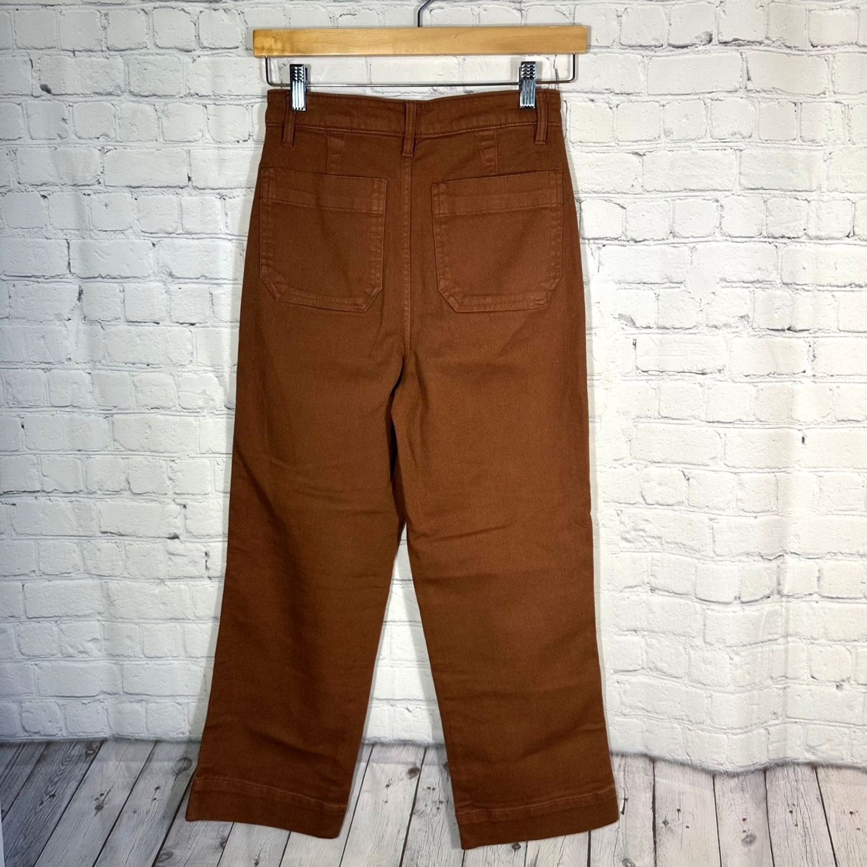 Quince VINTAGE? No - Quince Women Pants 25 Rust Brown High Waisted Wide Leg Crop Cotton Twill Size 42" / US 20 - 6 Thumbnail
