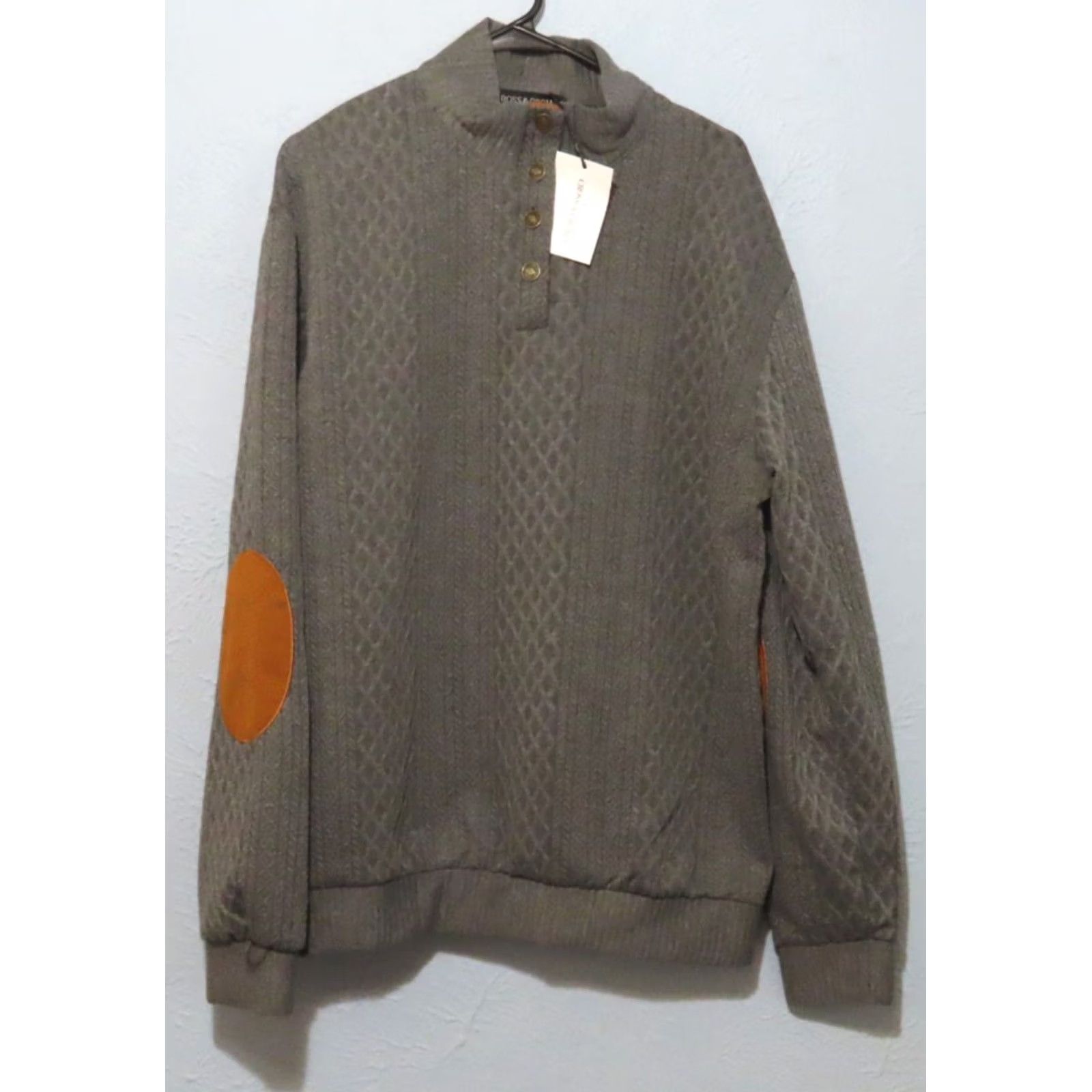 Vintage Cross & Crown Shirt Mens XL Gray Henley Sweater Sweatshirt Elbow Patch Button NWT Size US XL / EU 56 / 4 - 2 Thumbnail