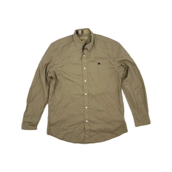 Burberry Burberry Burberry Beige Logo Embroidered Long Sleeve Shirt Size US L / EU 52-54 / 3 - 1 Thumbnail