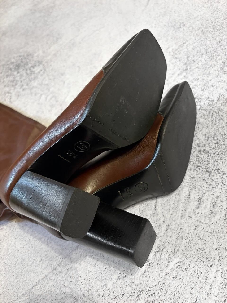 Chanel CHANEL Vintage CC Logo Brown Leather Knee High Boots Size US 5.5 / IT 35.5 - 11 Thumbnail