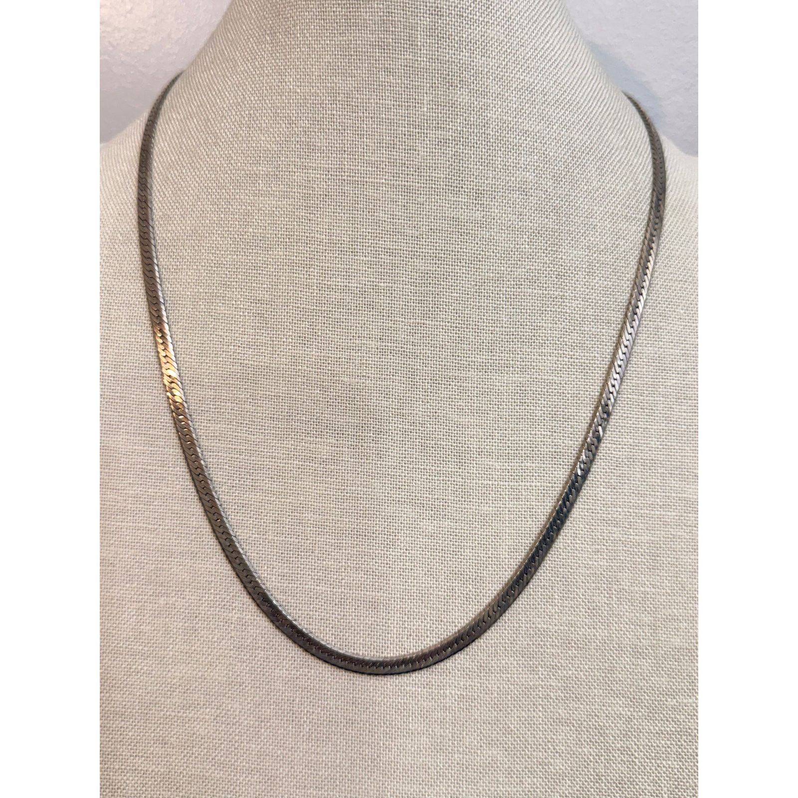 Other Vintage Silver Tone Herringbone Chain Necklace 24.5” Size ONE SIZE - 5 Thumbnail