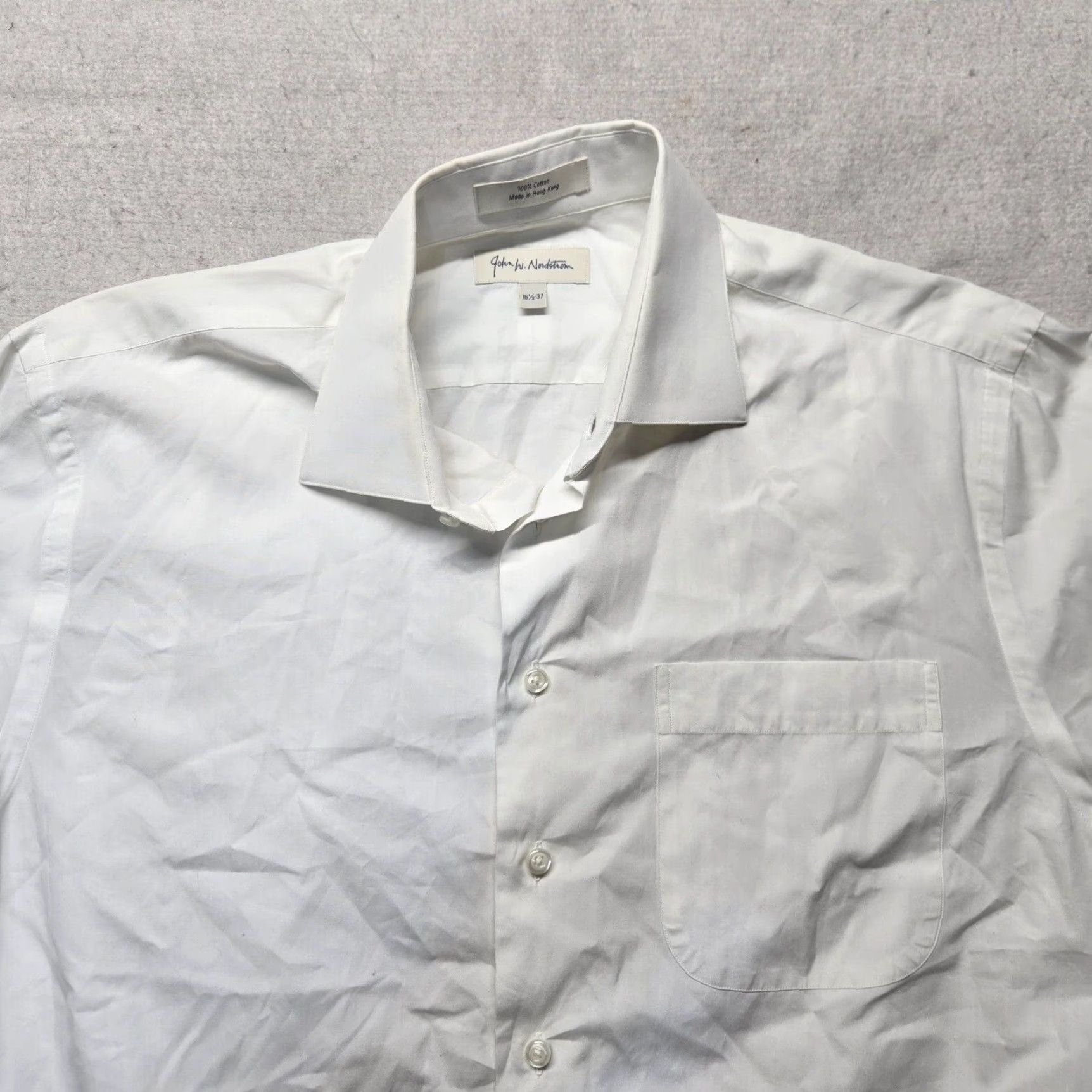 Nordstrom VINTAGE John W. Nordstrom Shirt Men Long Sleeve Button Up 16.5 White Cotton Classic 16.5 Mens Shirt Size US L / EU 52-54 / 3 - 2 Thumbnail