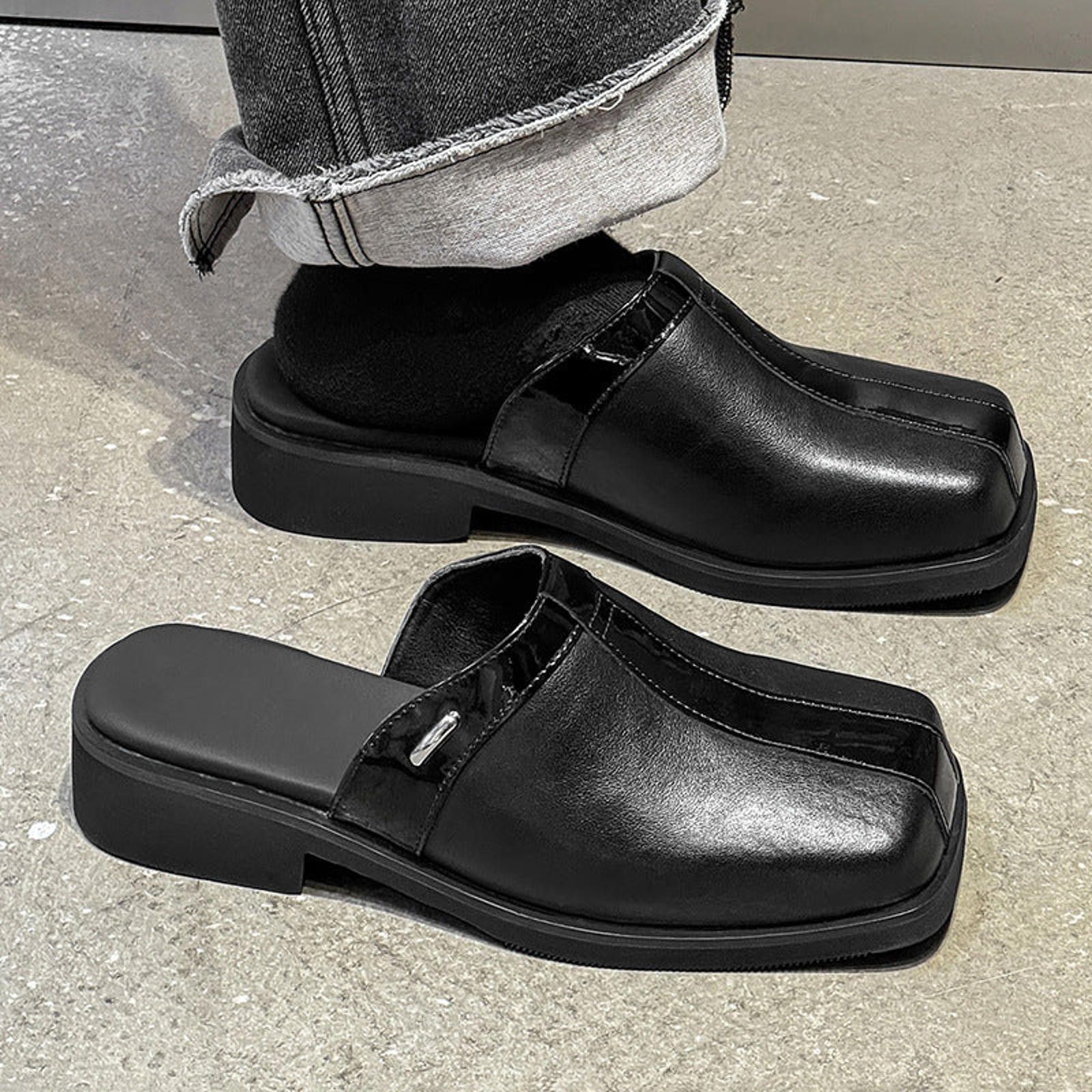 Leather Square-Toe Mule Loafer | Black Premium Size US 8 / EU 41 - 1 Thumbnail