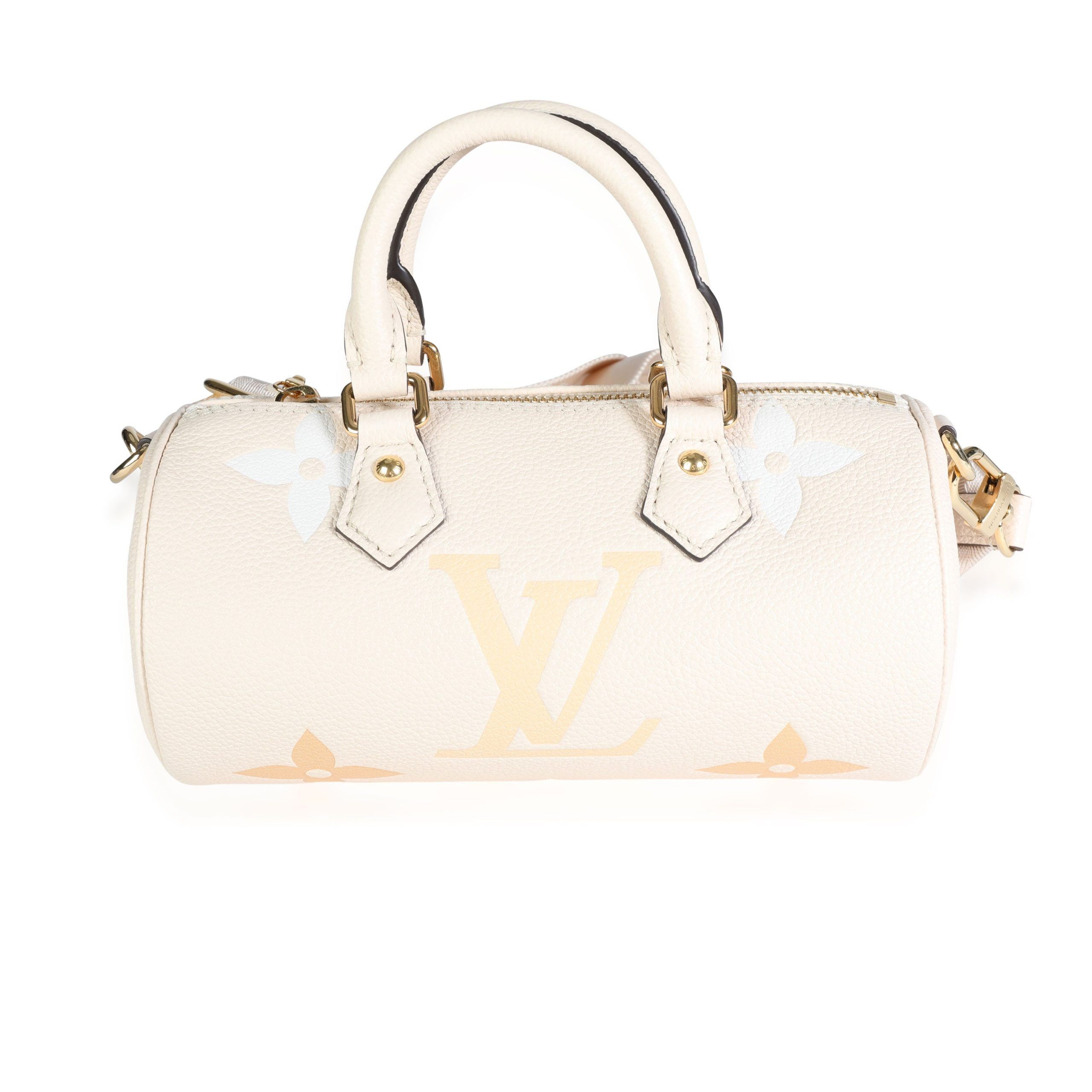 image of Louis Vuitton Cream & Saffron Monogram Empreinte Giant By The Pool Papillon Bb in Pink, Women's