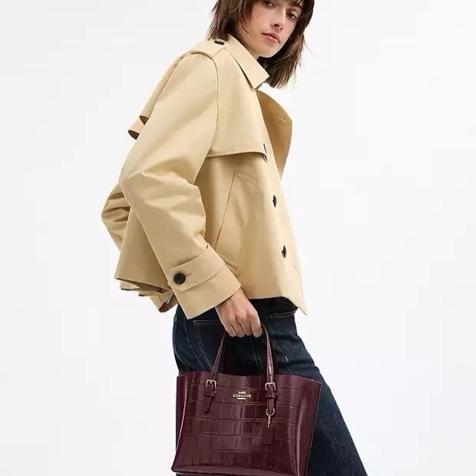 Coach NWT Coach Mollie Tote Bag 25 CW017 leather Dark Wine Size ONE SIZE - 8 Thumbnail