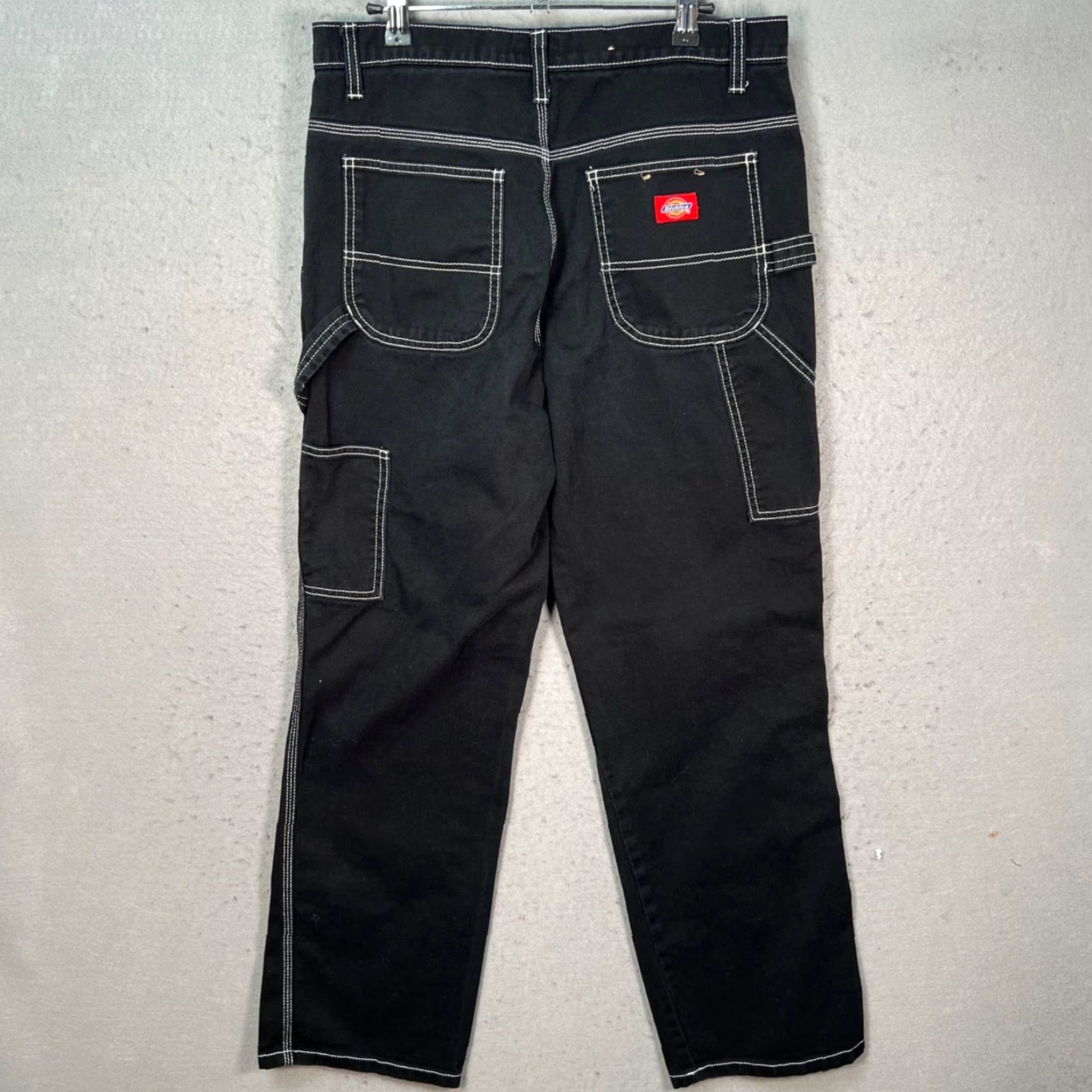 Dickies Dickies Womens Pants 7/28 Black Carpenter Pockets Straight Rise High 31in Inseam Mens Womens Girls Size 28" / US 6 / IT 42 - 2 Thumbnail