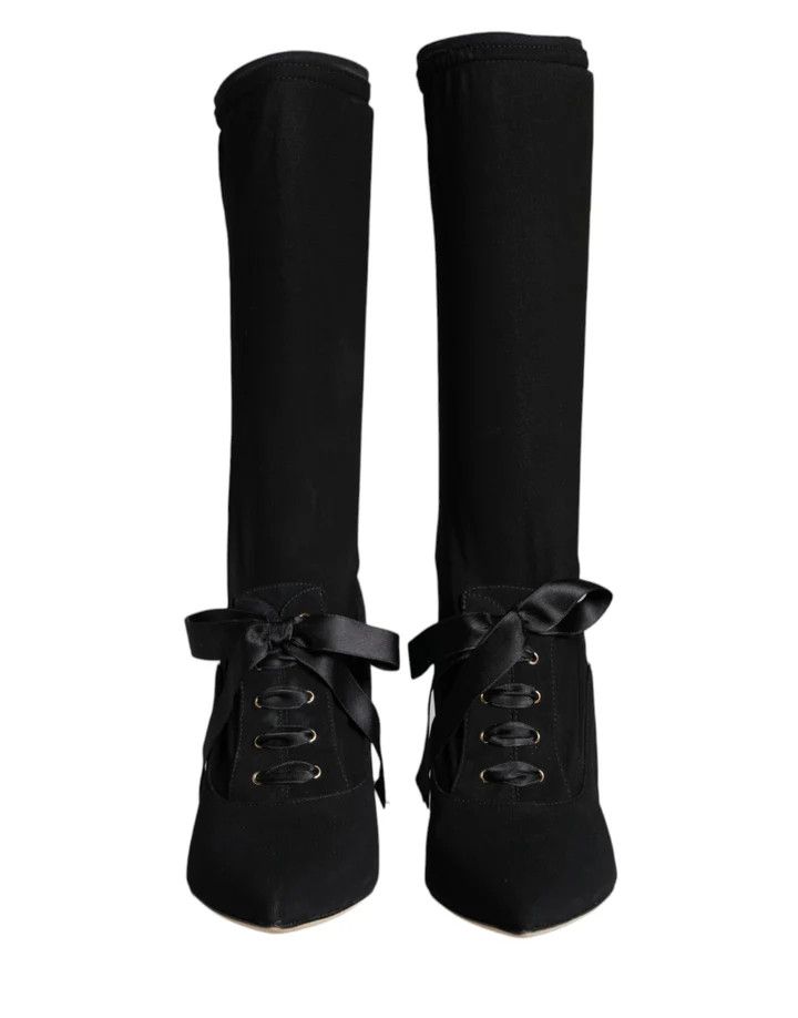 Dolce & Gabbana o1y0825 Spool Heel Ankle Boots in Black Size US 5.5 / IT 35.5 - 5 Thumbnail