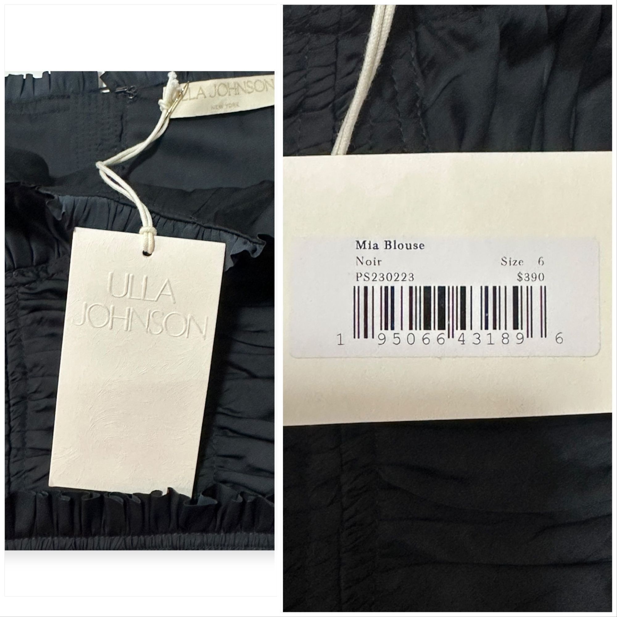 Ulla Johnson Ulla Johnson Mia Blouse in Noir (Black), Size 0, New with ta Size XS / US 0-2 / IT 36-38 - 3 Thumbnail
