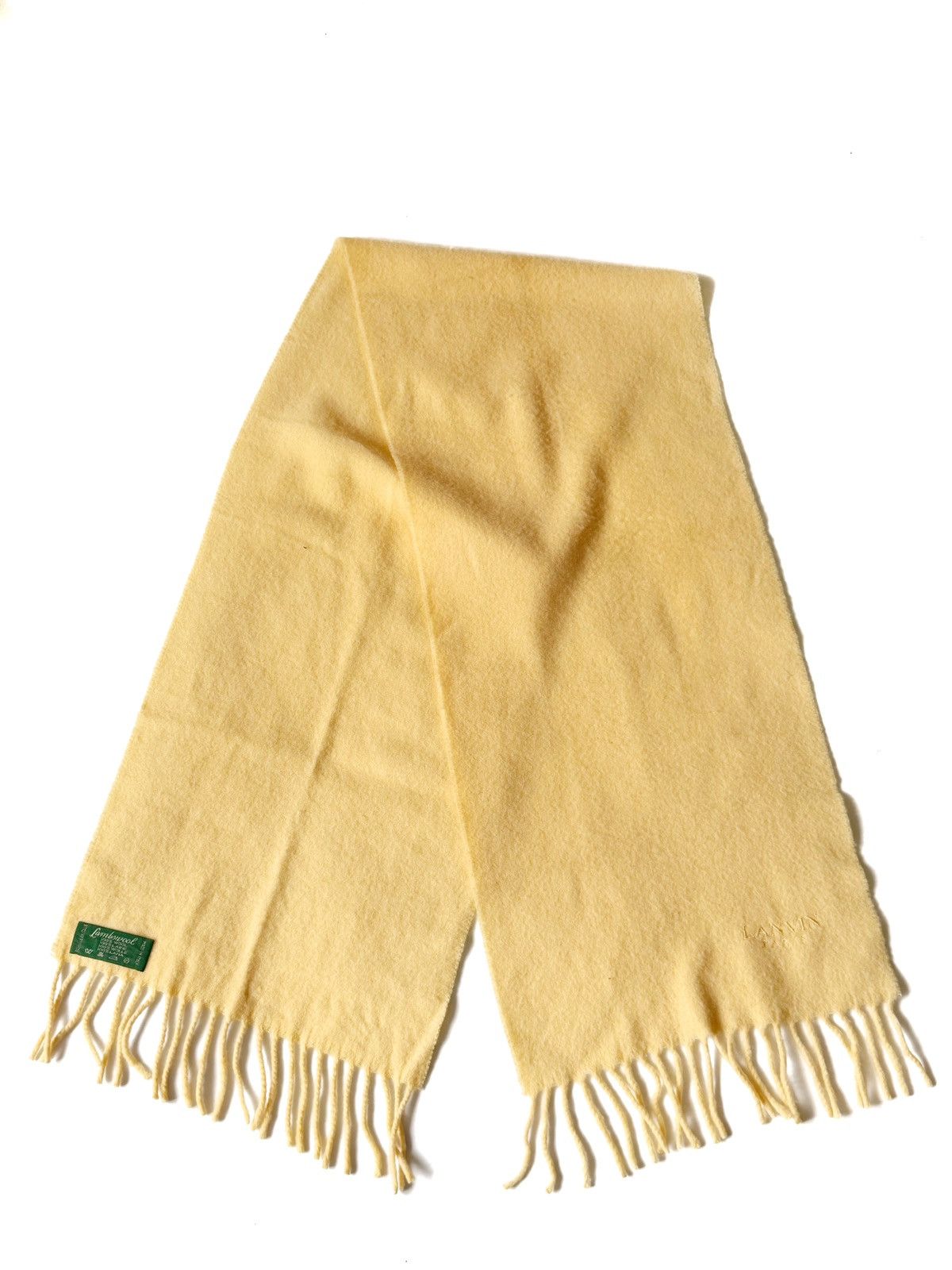 Lanvin Lanvin Classic Plain Wool Vintage Yellow Scarf Small Logo Size ONE SIZE - 8 Thumbnail