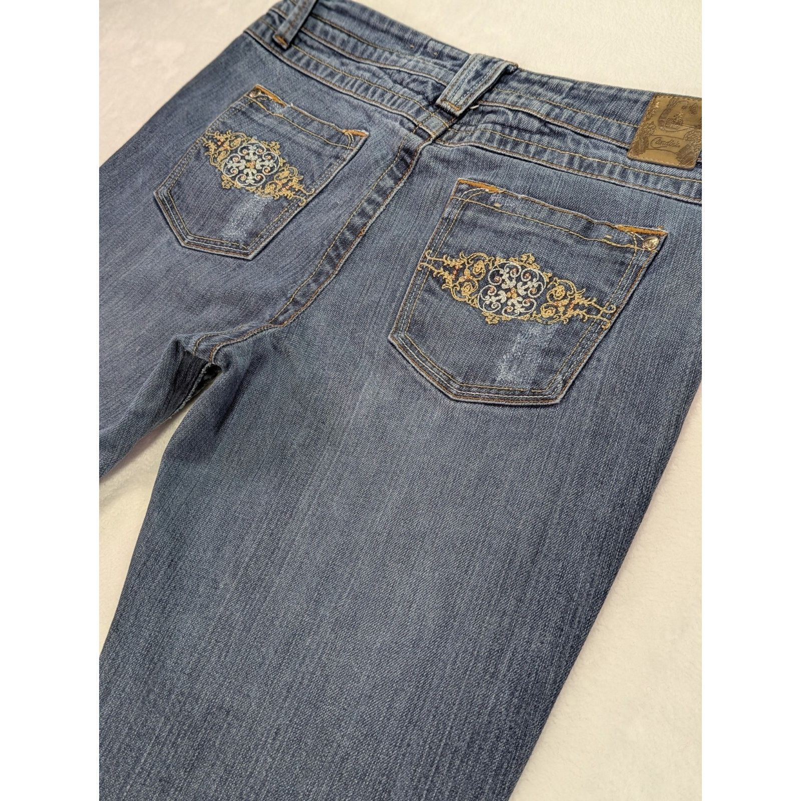 Other Vtg Candie's Y2K Embroidered Distressed Straight Jeans Sz 9 Size 33" - 1 Thumbnail