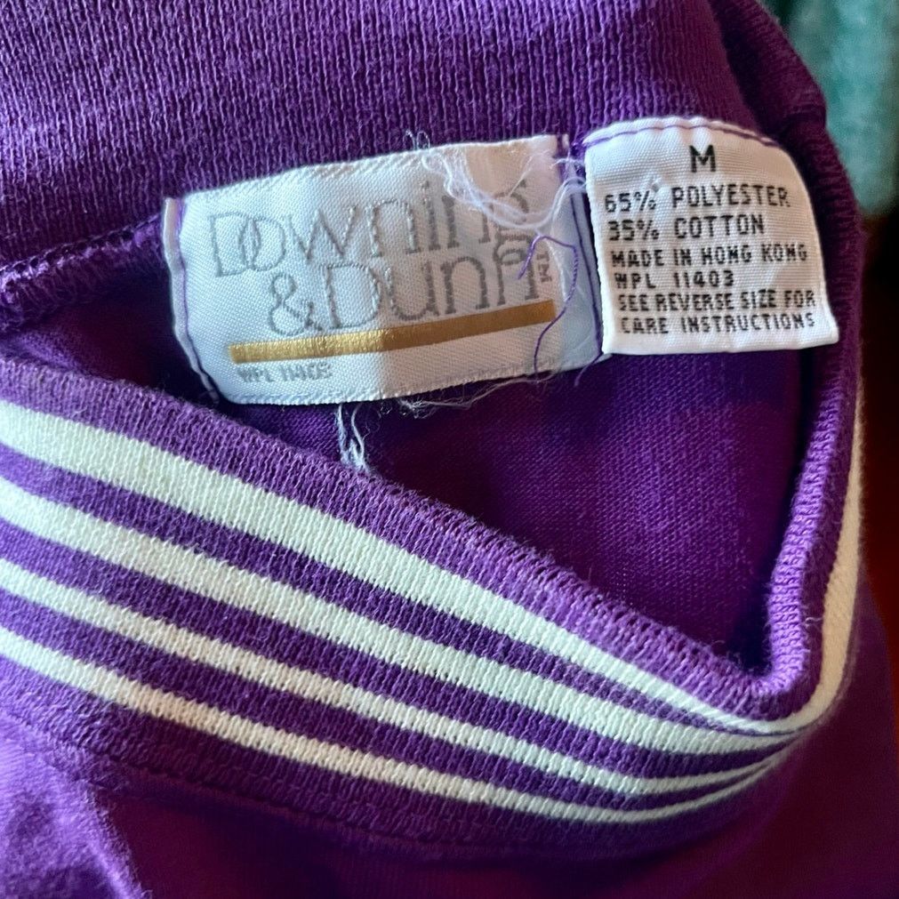 Vintage Vintage 80’s Downing & Dunn Purple White Striped Shirt Med Size M / US 6-8 / IT 42-44 - 4 Thumbnail