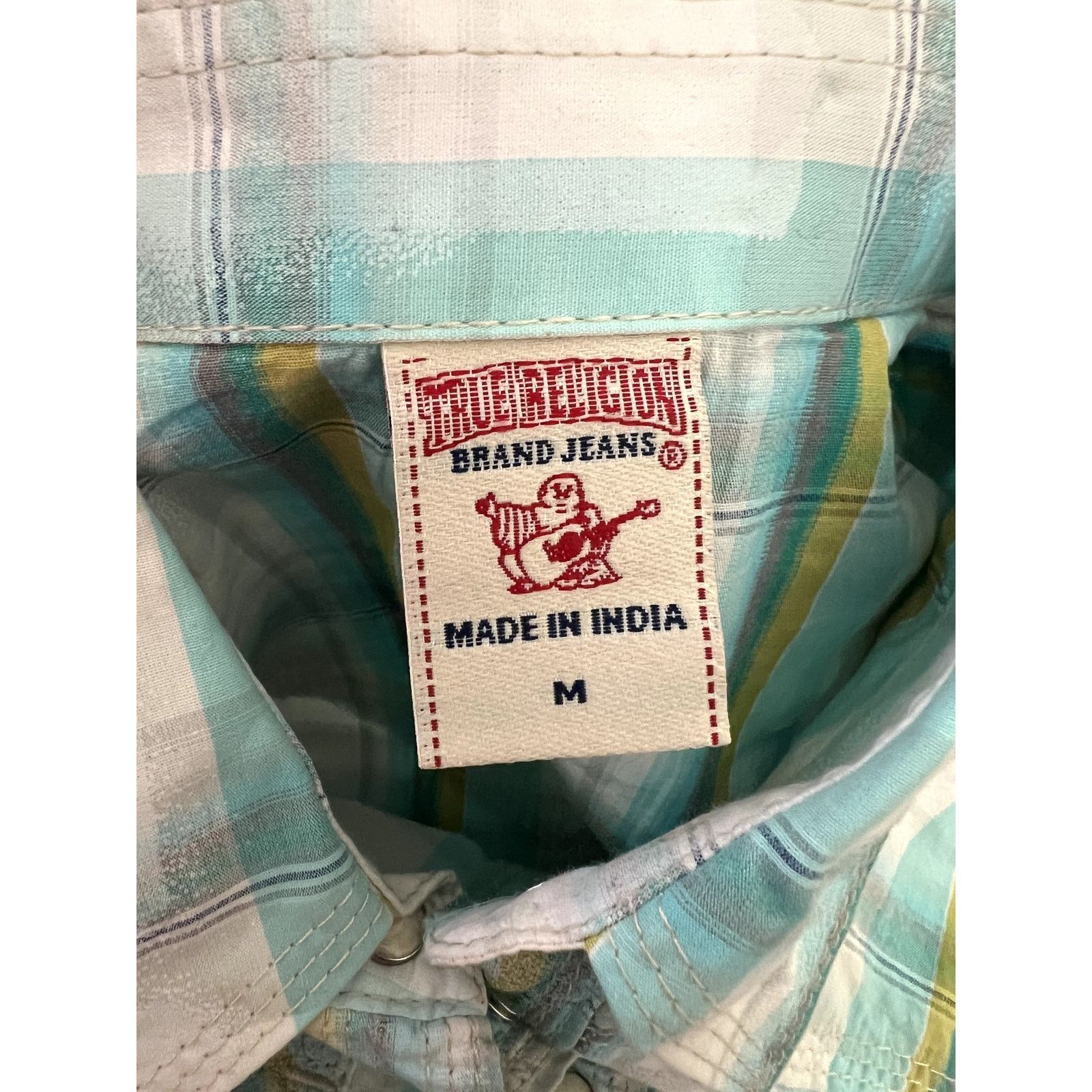 True Religion True Religion Blue Yellow Plaid Pearl Snap Front Medium Size M / US 6-8 / IT 42-44 - 4 Thumbnail