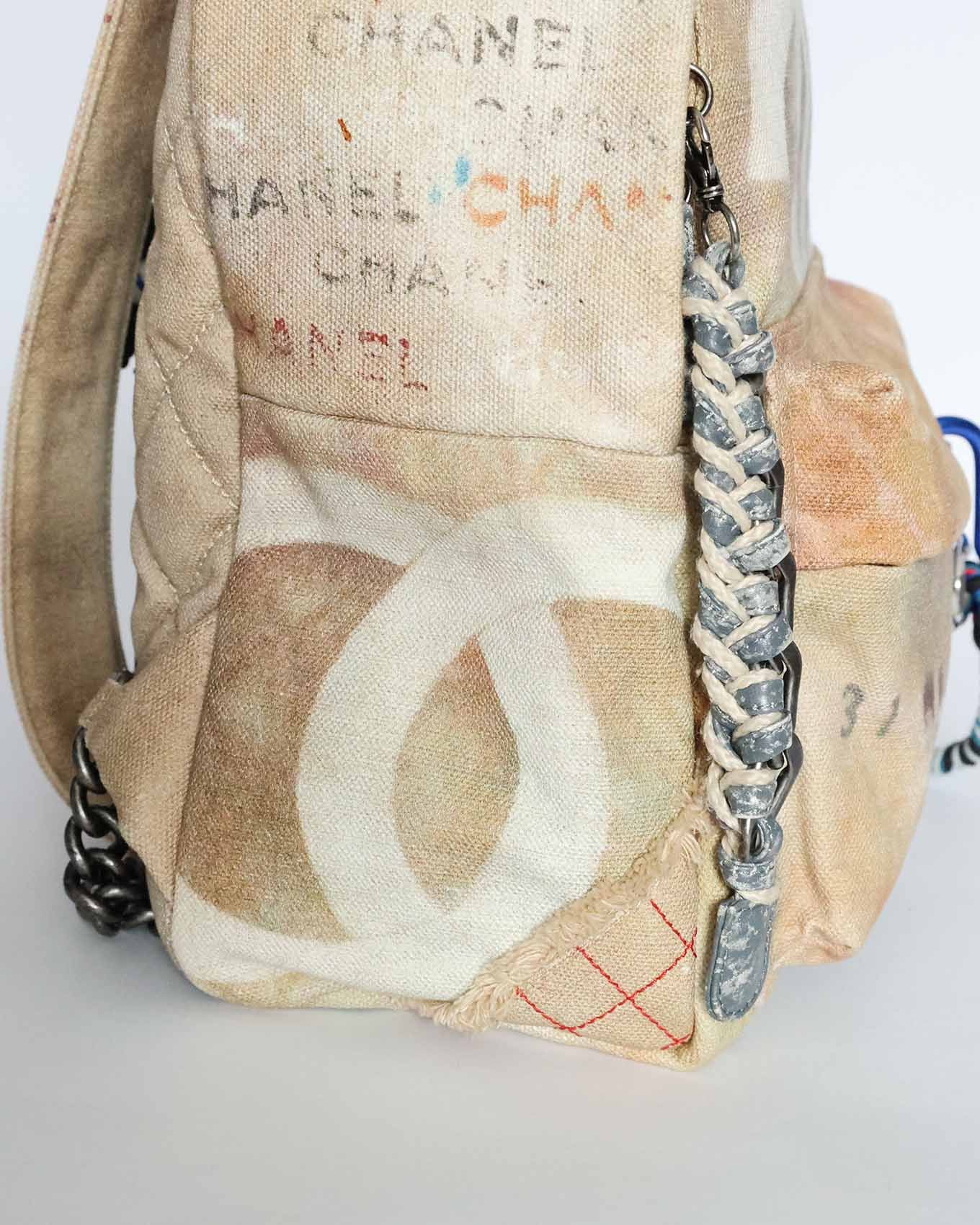 Chanel SS14 Artclass Yellow Canvas Small Graffiti Backpack Size ONE SIZE - 11 Thumbnail