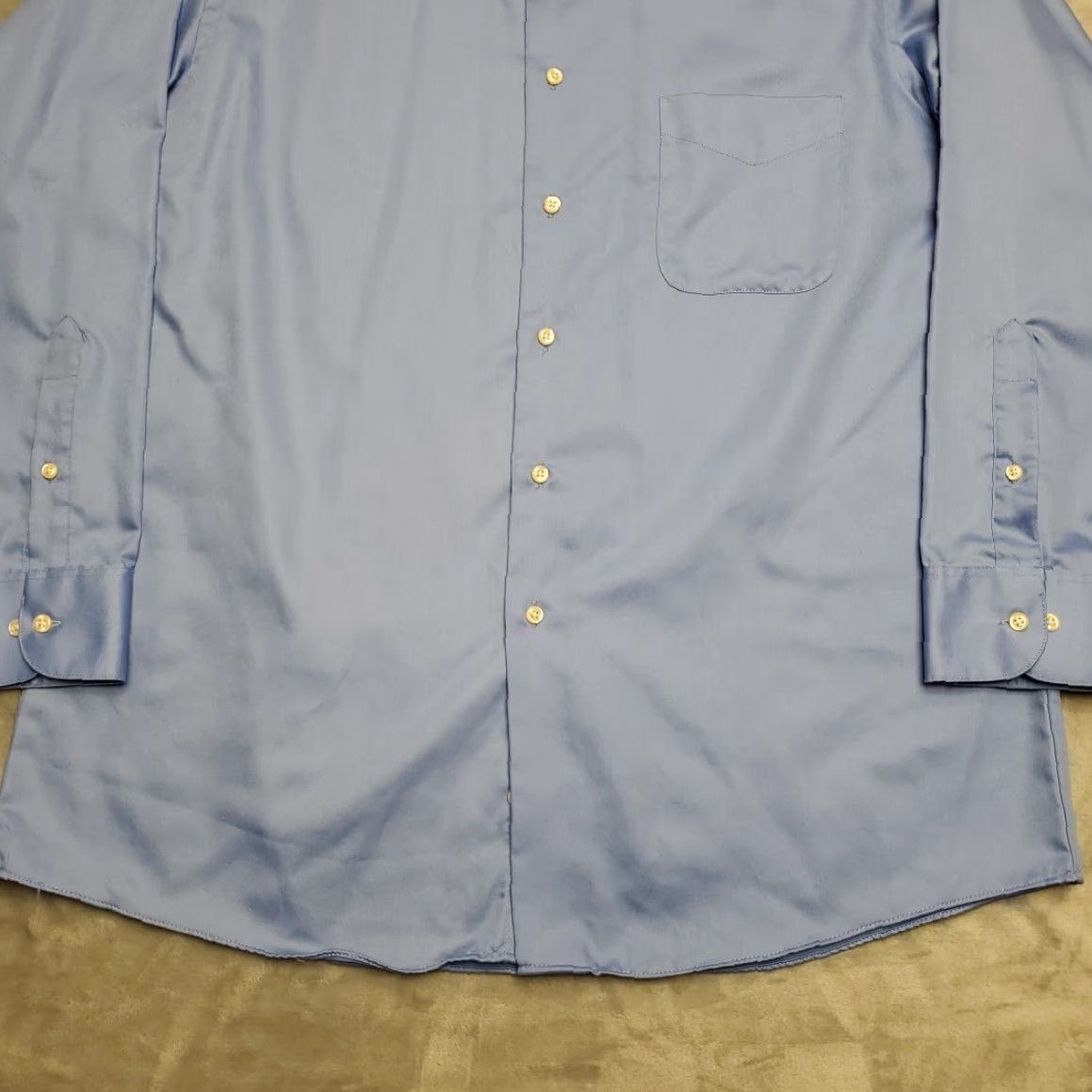 Geoffrey Beene VINTAGE Geoffrey Beene Shirt Men XL 17 Blue Sateen Button Long Sleeve Dress Casual Egypt Size US XL / EU 56 / 4 - 2 Thumbnail