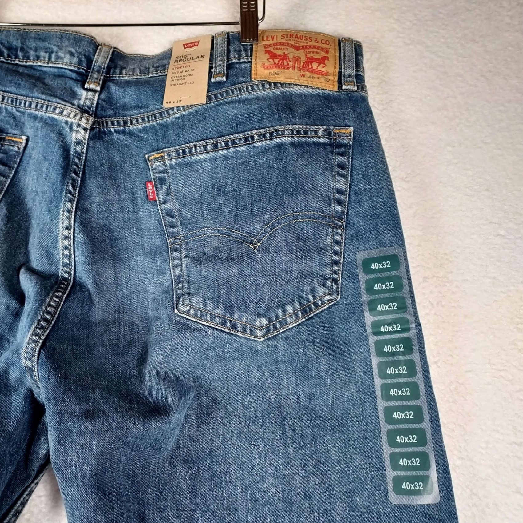 Levi's Levi’s 505 Regular Fit Straight Jeans Men W40 L32 Blue Denim Zip 5-Pocket Cotton Regular Inseam 32 Size US 40 / EU 56 - 4 Thumbnail