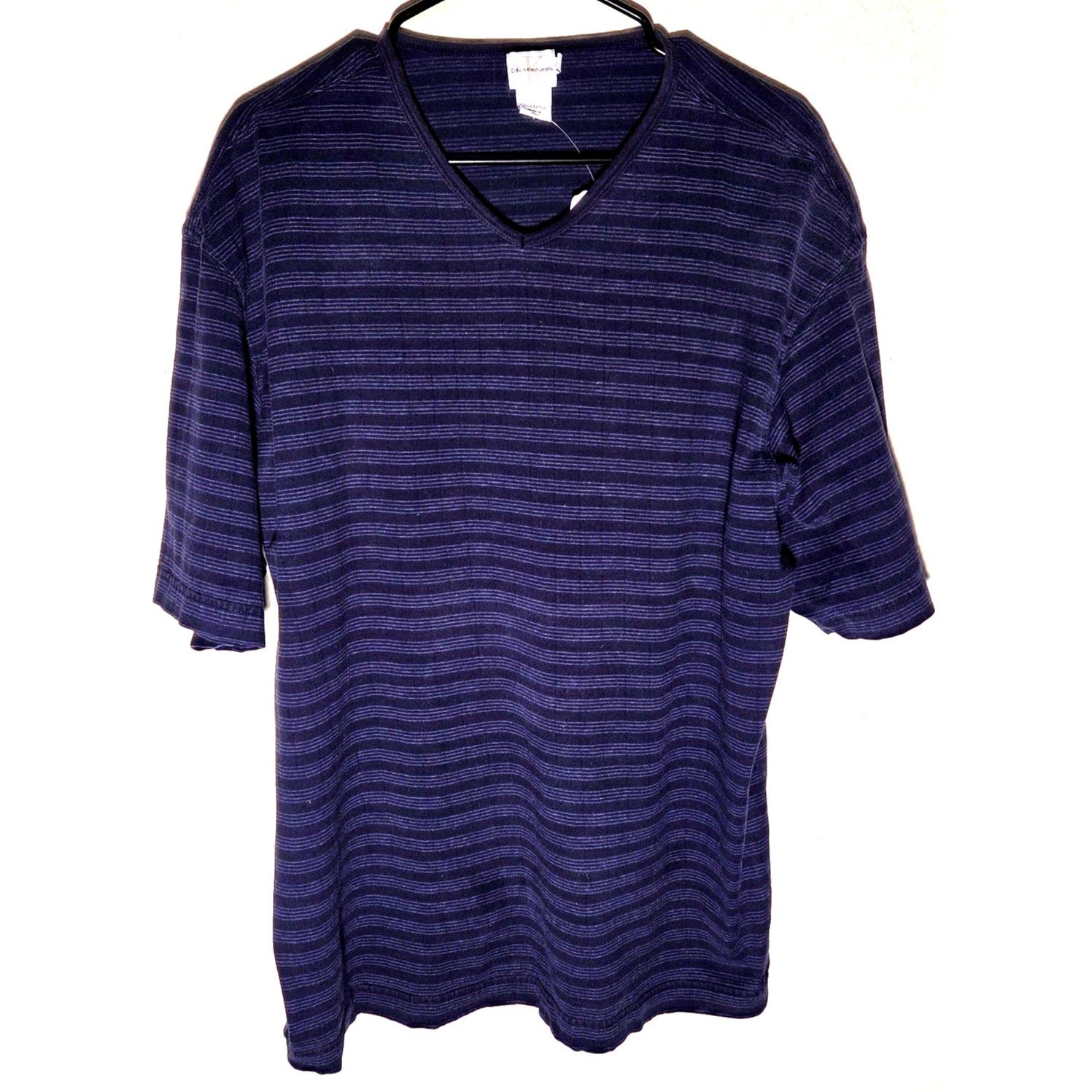 Calvin Klein Calvin Klein Blue Striped Quarter Sleeve Shirt - XL Size US XL / EU 56 / 4 - 2 Thumbnail