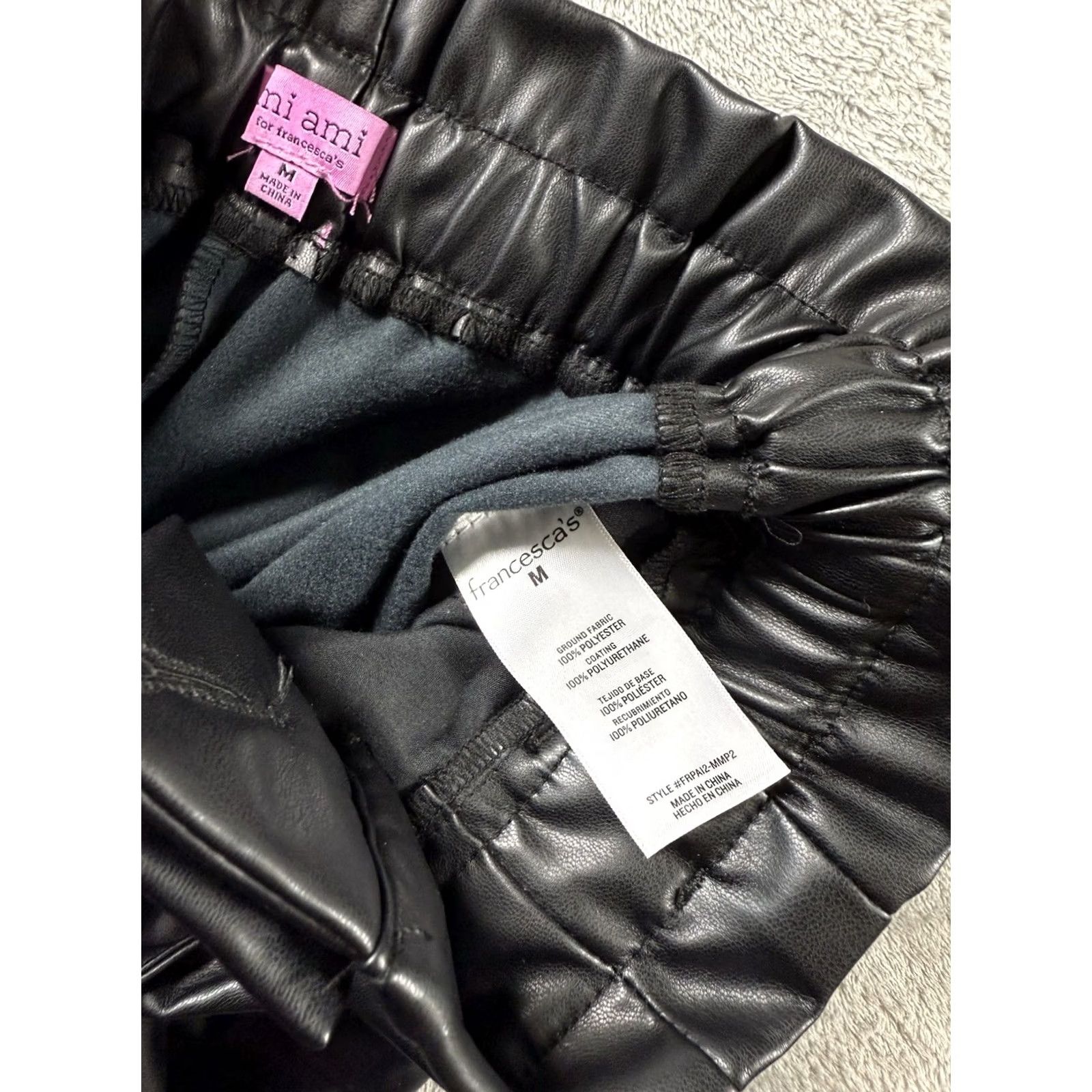 Vintage Francesca's Mi Ami Black Faux Leather Elastic Pant. NWT!! Womens Medium Party Pant Size 28" / US 6 / IT 42 - 3 Thumbnail