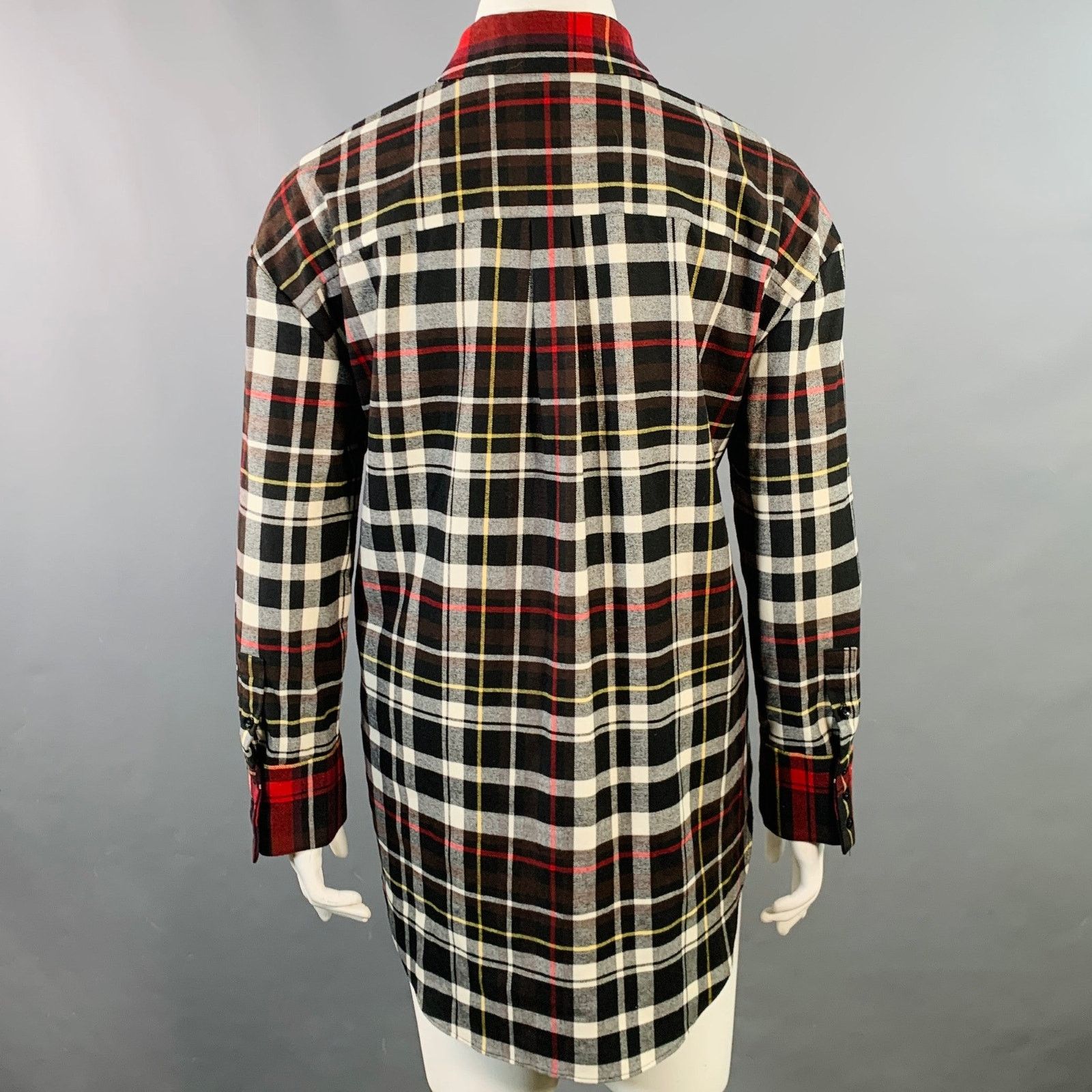 Alice + Olivia ALICE + OLIVIA Black Red Polyester Plaid Button Up Shirt Size L / US 10 / IT 46 - 4 Thumbnail