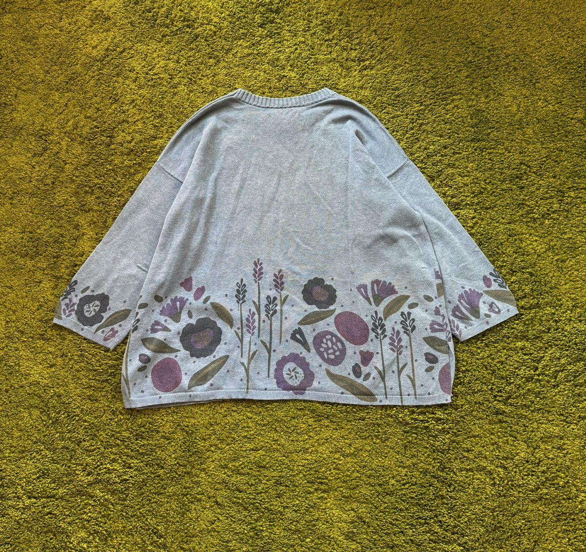 Designer Gudrun Sjoden avant garde floral pattern sweater Size L / US 10 / IT 46 - 2 Thumbnail