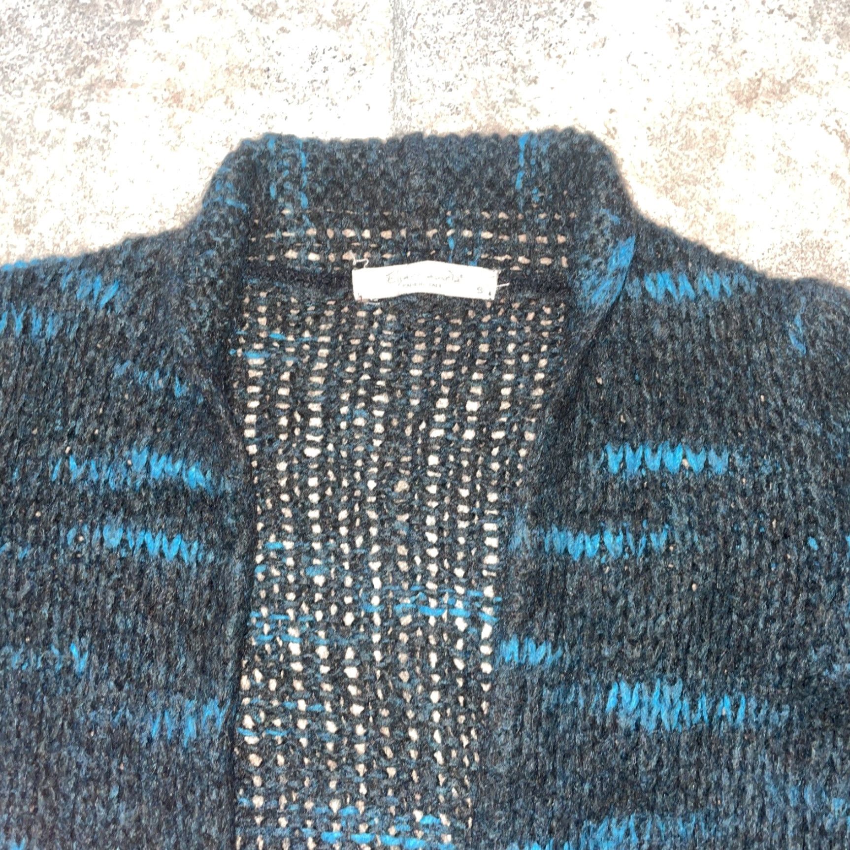 Vintage Elsamanda Sweater Women S Wool Knit Striped Blue Italy Pullover Size S / US 4 / IT 40 - 2 Thumbnail