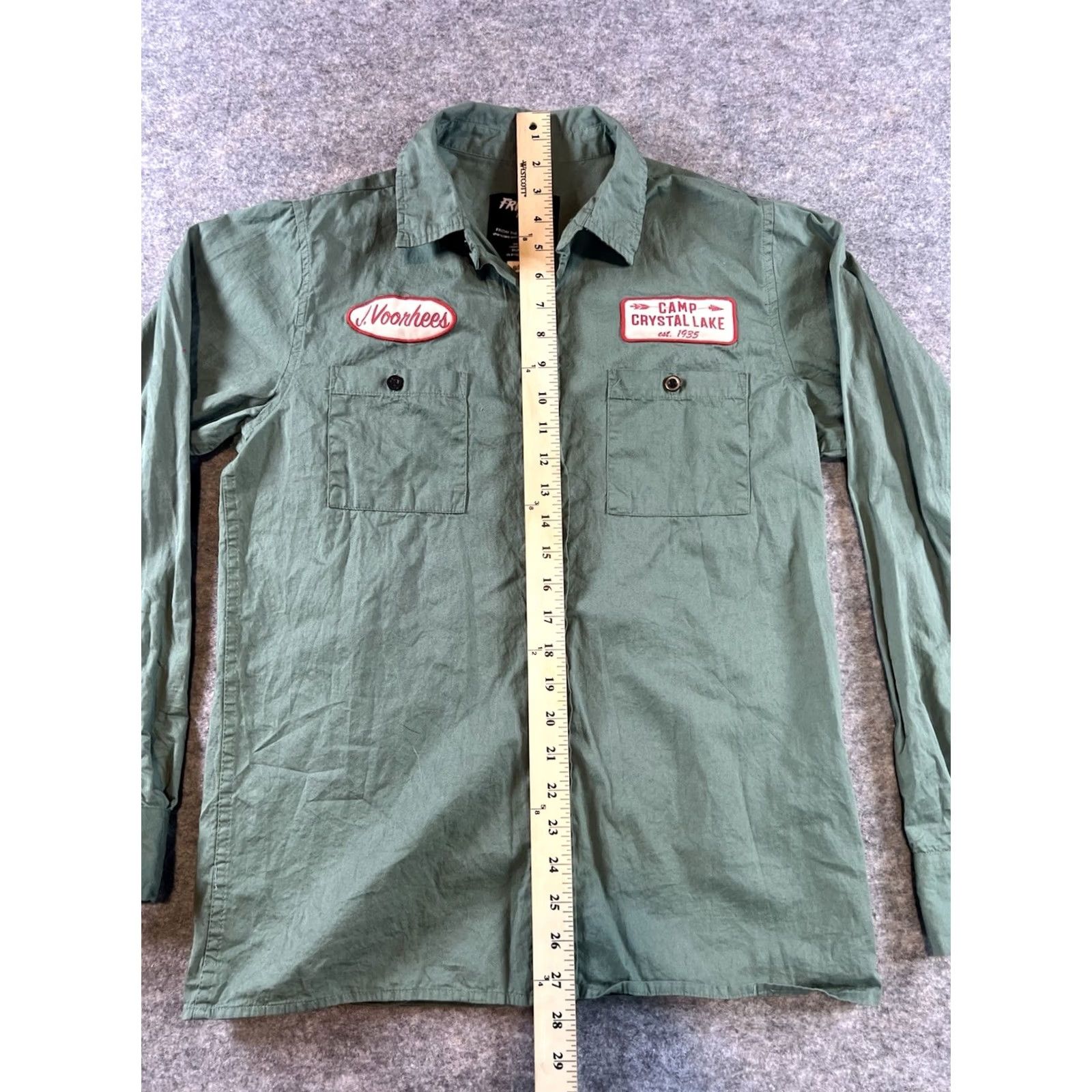 Vintage Friday The 13th Camp Crystal Lake Jason Work Shirt Vorhees | Size S | Green Cotton Twill Button-Up Shirt Mens Size US S / EU 44-46 / 1 - 3 Thumbnail