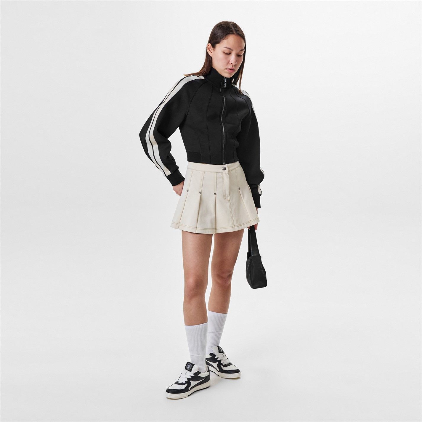 Palm Angels o1g2r1mq0325 Cropped Tracksuit Jacket in Black & White Size M / US 6-8 / IT 42-44 - 5 Thumbnail