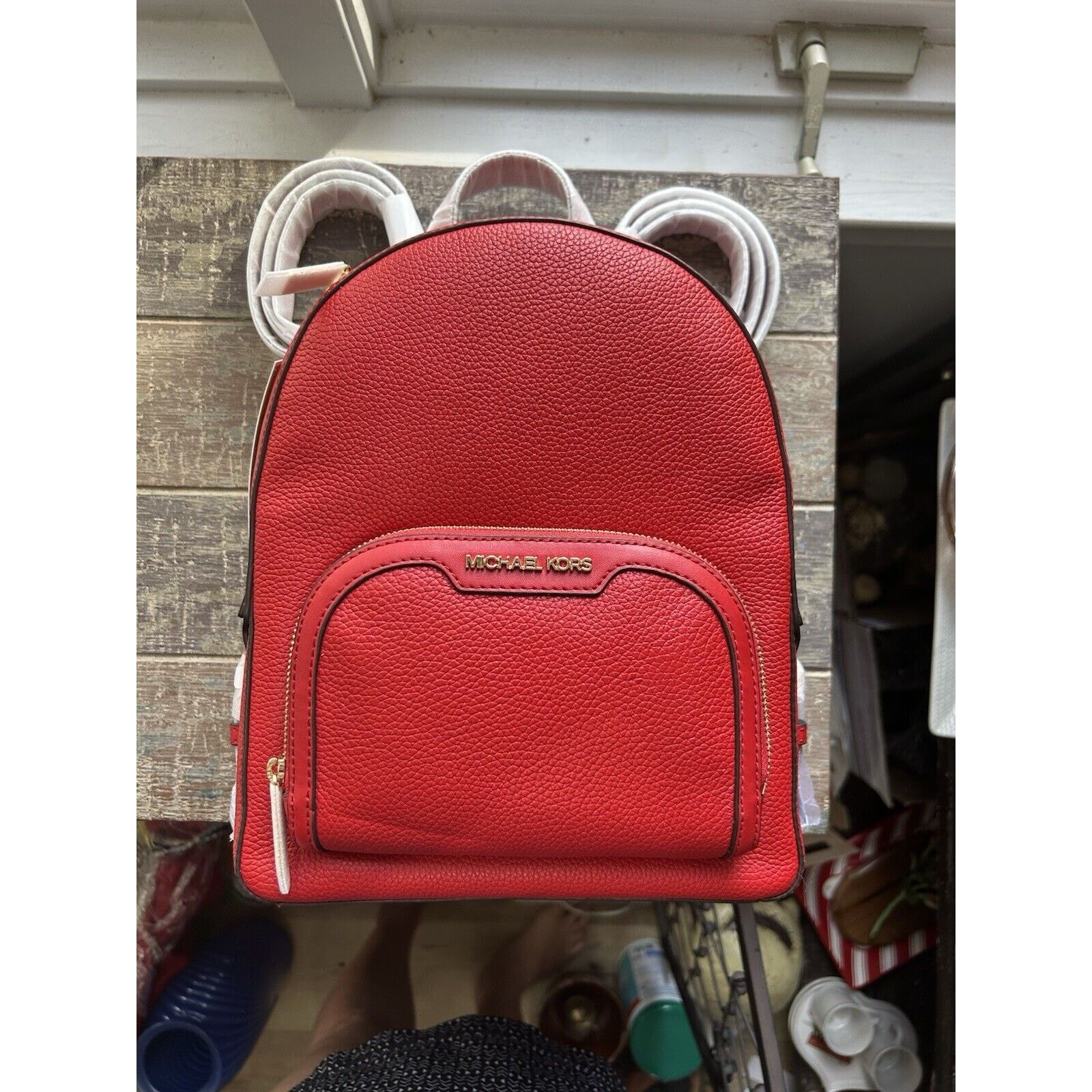 Michael Kors NWT Michael Kors Jaycee Backpack Leather Bright Red MSRP 498 Size ONE SIZE - 4 Thumbnail