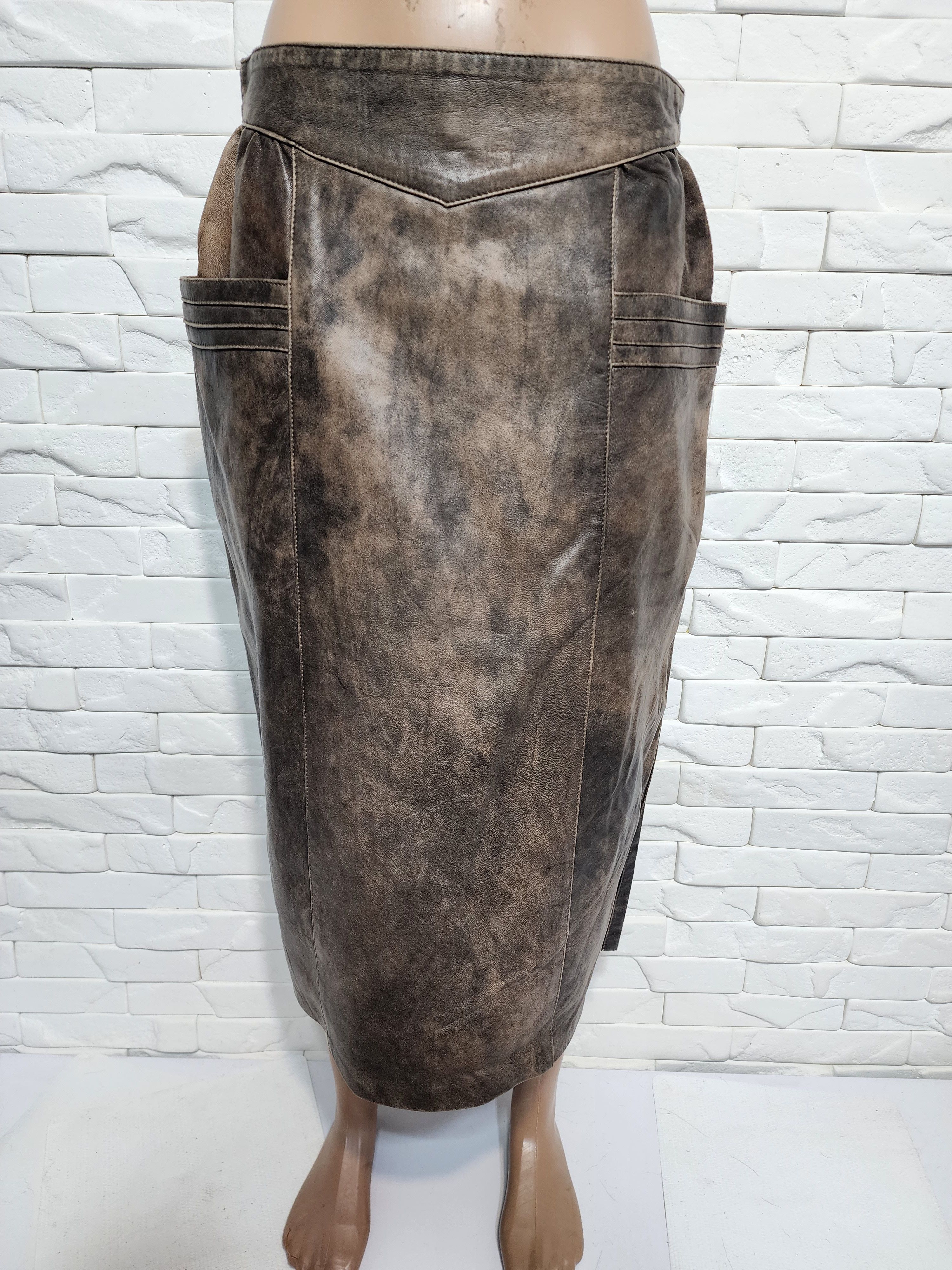 Other Brown Leather Skirt with Pockets Size 30" / US 8 / IT 44 - 1 Thumbnail