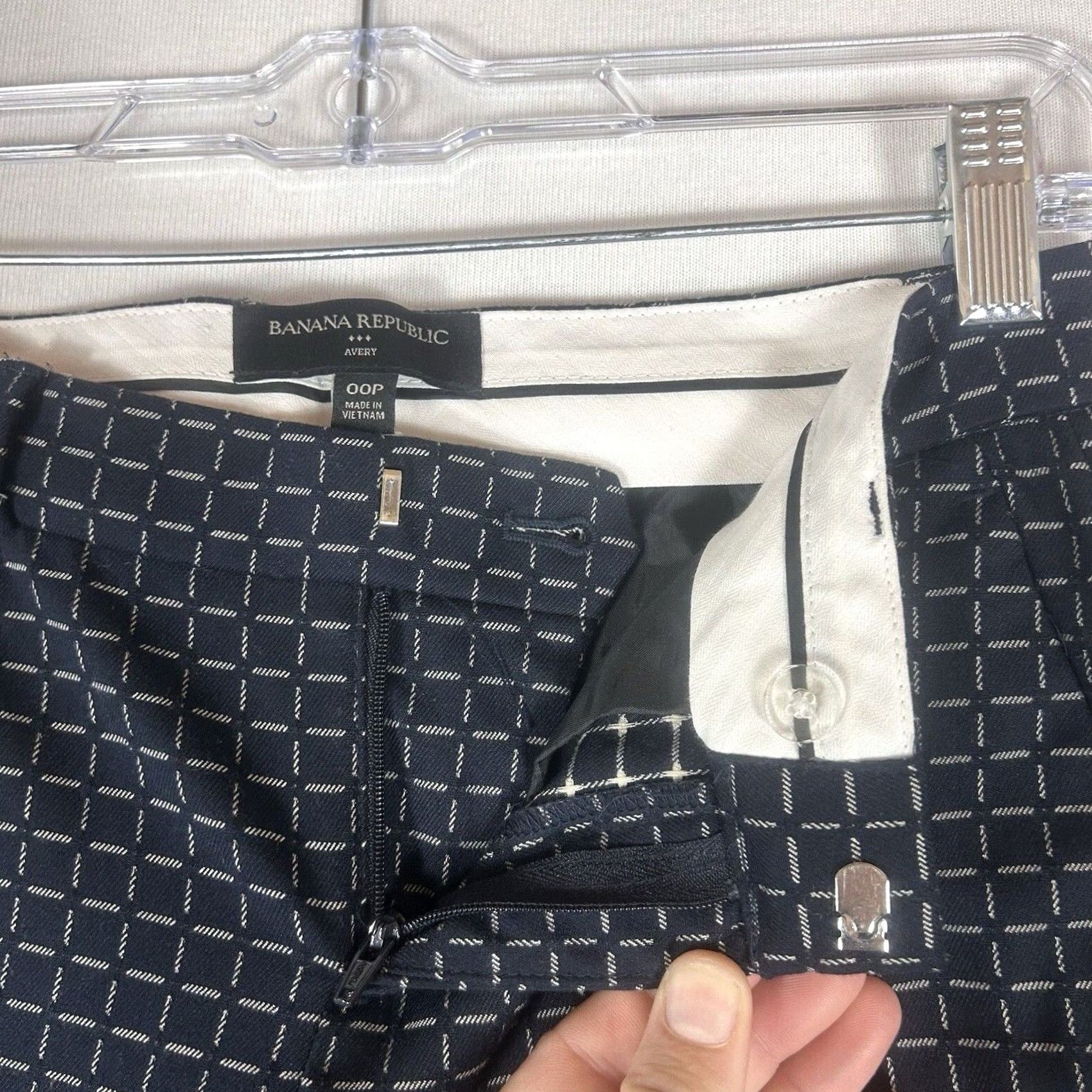 Banana Republic Banana Republic Avery Ankle Pants 00P Petite Blue Check Dry Hem Pants Women Size 24" / US 00 / IT 34 - 2 Thumbnail