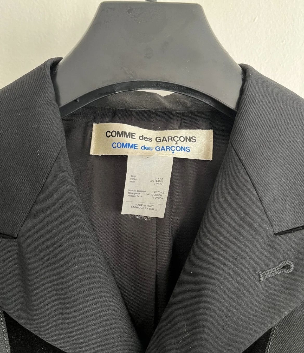 Comme des Garcons Comme Des Garçons Wool Blazer Velvet Details Suit Size 38S - 2 Thumbnail