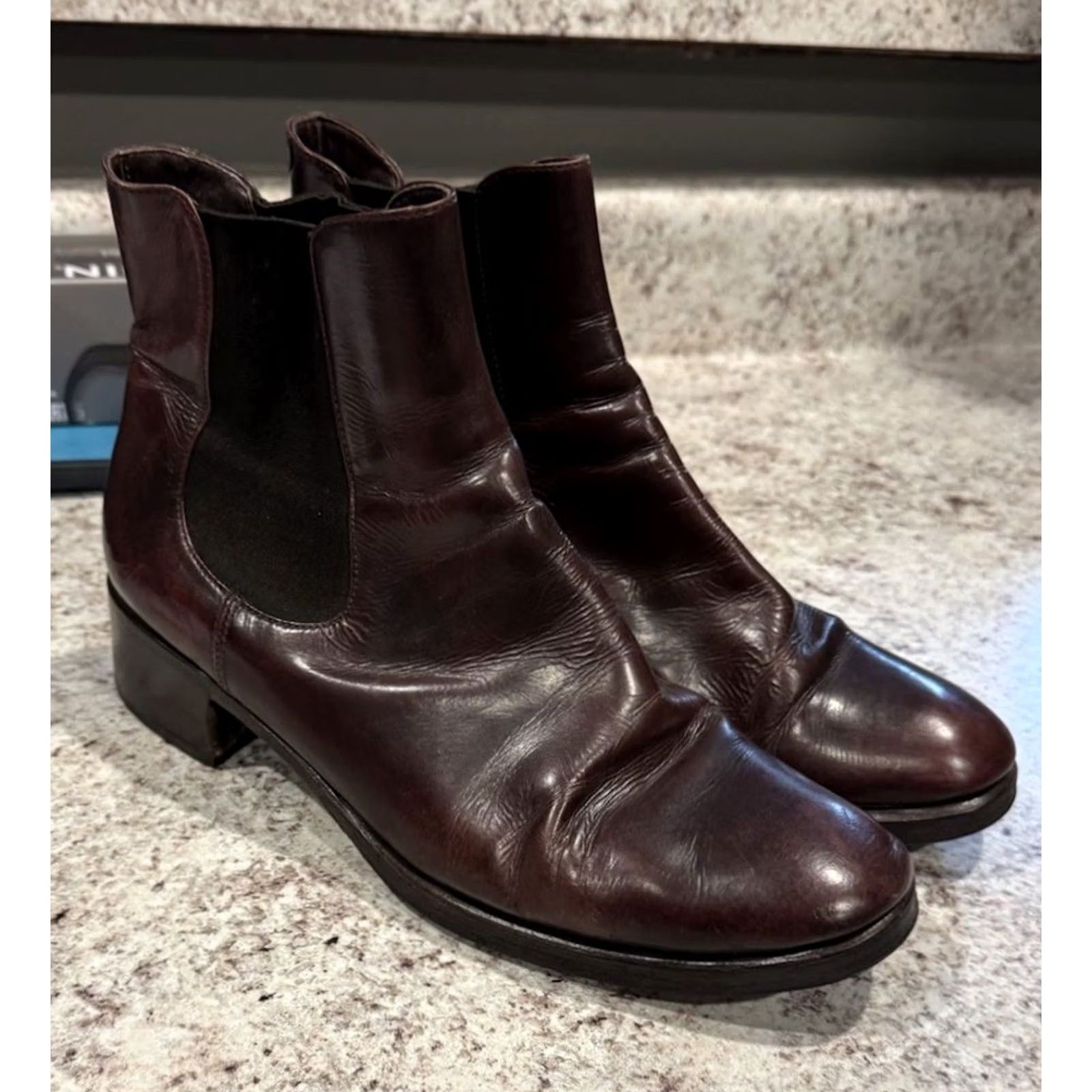 Vintage VINTAGE 50s Chelsea Boots Sz 40 Burgundy Oxblood Leather Made in Italy Men Boot Chelsea 50s Leather Handmade Shoes Size 7 US 40 EU OxBlood Mens Size US 7 / EU 40 - 2 Thumbnail