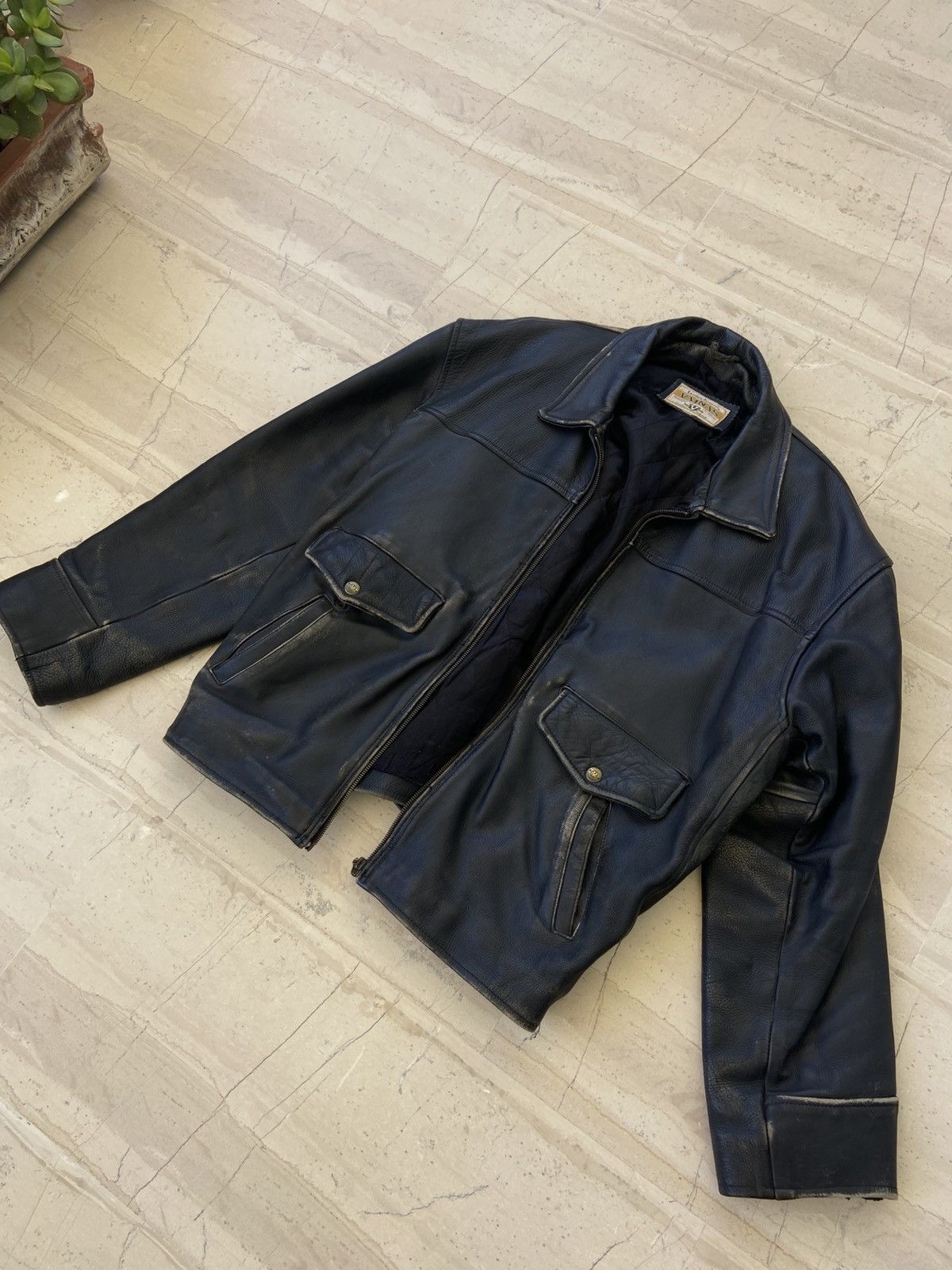 Genuine Leather × Vintage Oversized Vintage Faded real leather jacket Size US XXL / EU 58 / 5 - 2 Thumbnail