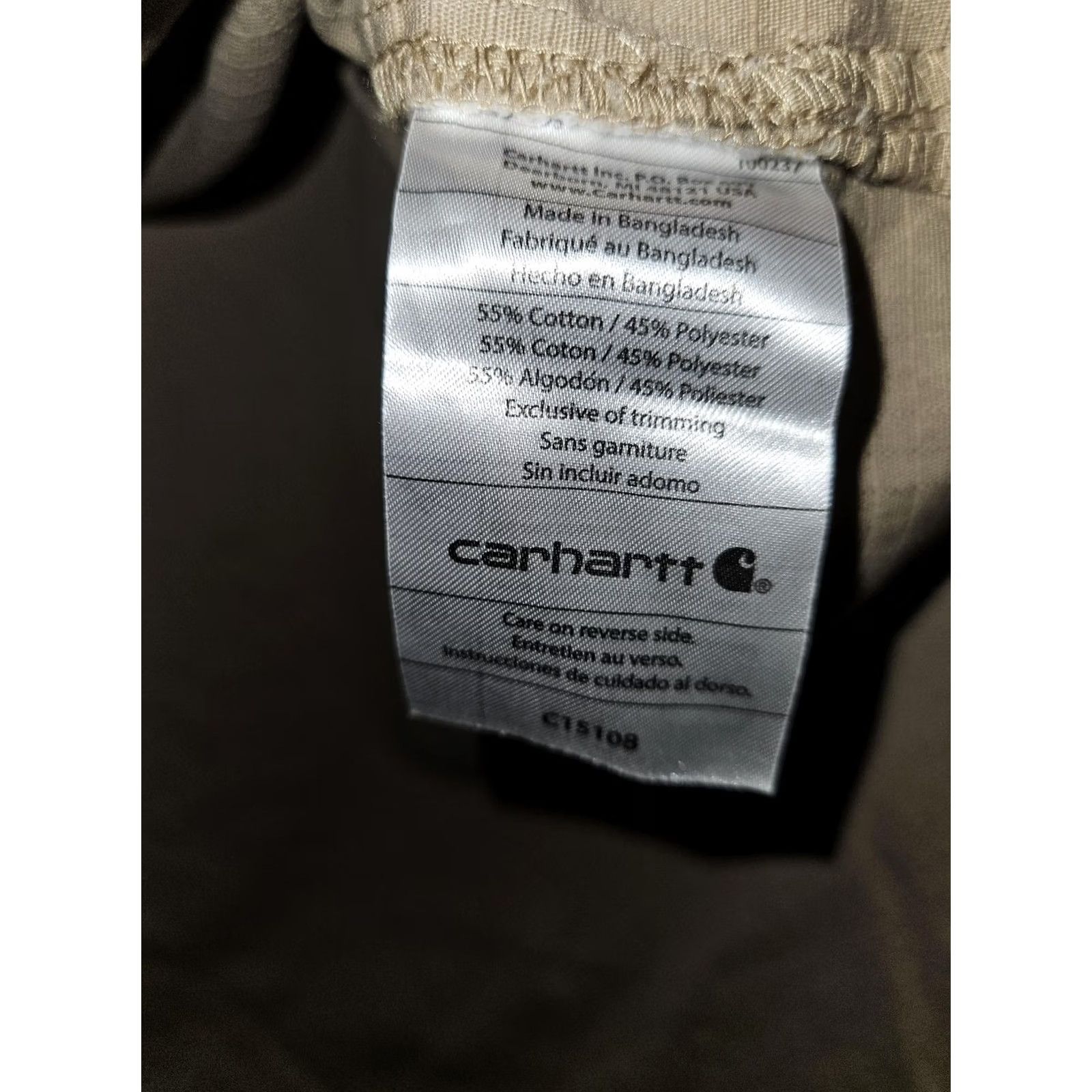 Carhartt Carhartt Shirt Mens L V-Neck Utility Ripstop Short Sleeve Pocket Workwear Beige Khaki 55% Cotton 45% Polyester Regular Fit Size US L / EU 52-54 / 3 - 7 Thumbnail