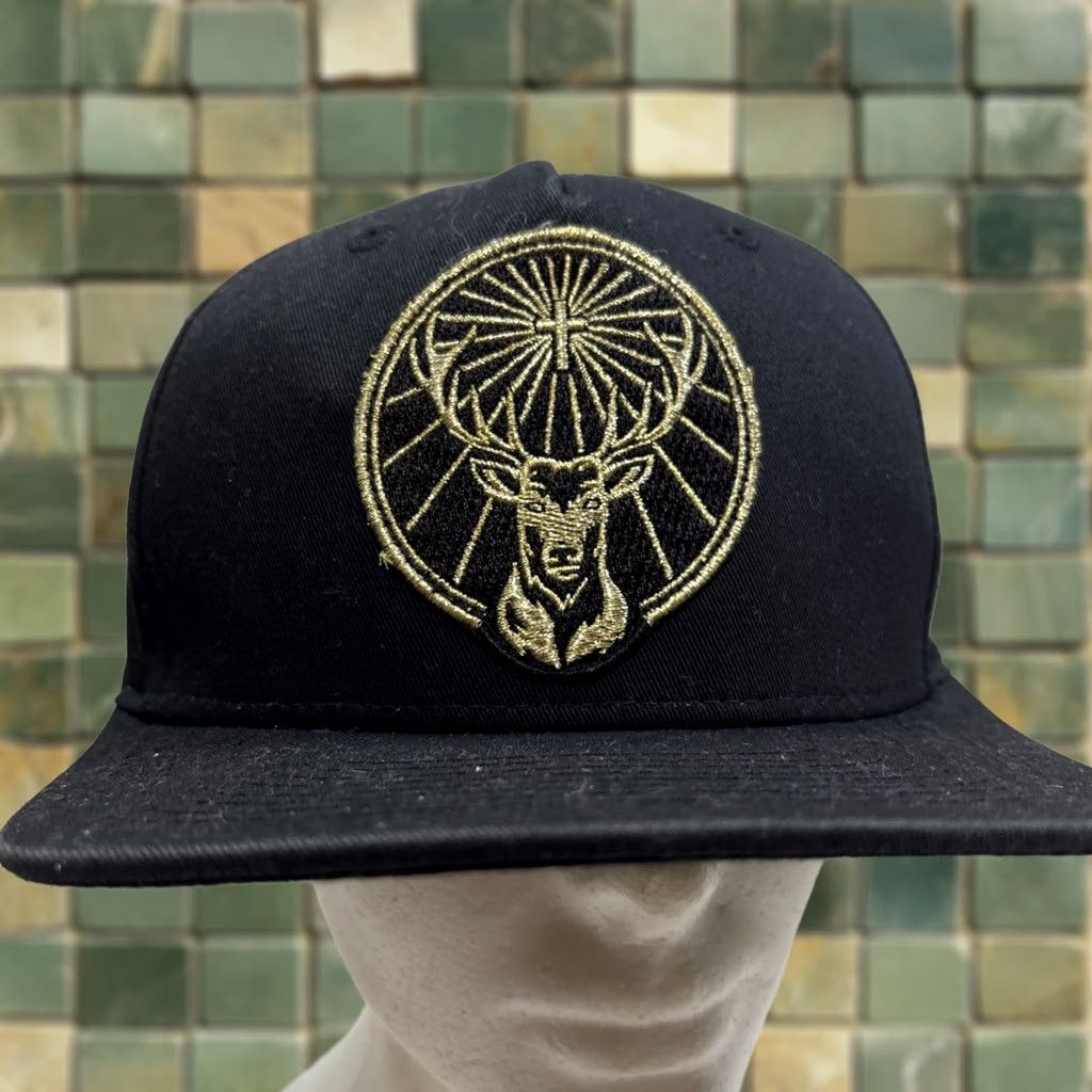 Jaeger Jagermeister Flat Brim Hat Black Logo SnapBack Jager Shot Alcohol Spirits Men One Size Black Sn apback Snapback Jaeger Field 90s Vintage Size ONE SIZE - 1 Thumbnail