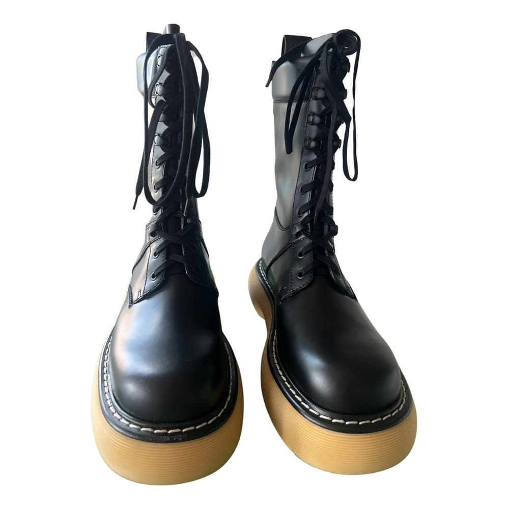 image of Never Worn Bottega Veneta Biker Boots W/ Yelllow Sole in Black, Women's (Size 11)