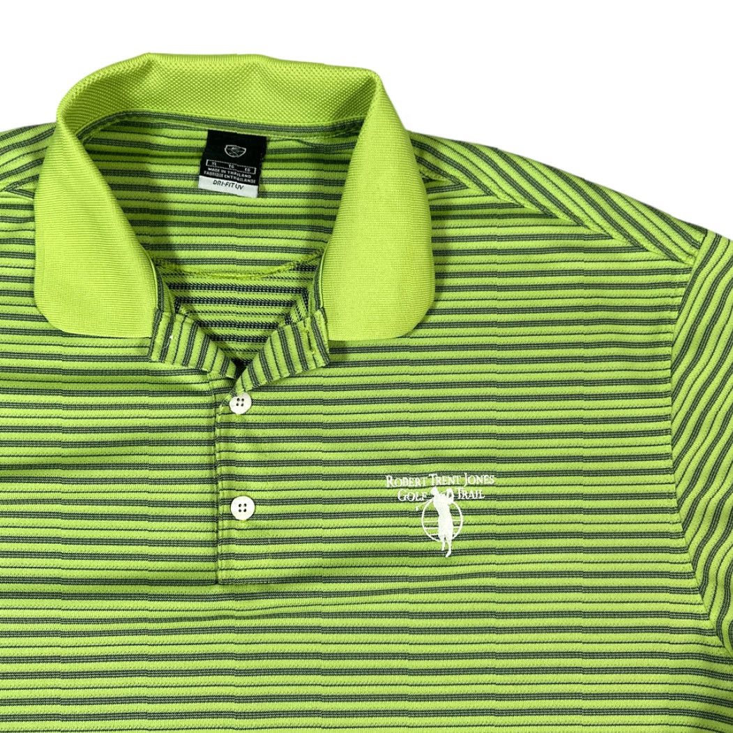 Nike Nike Golf Polo Shirt XL Adult Green Striped Dri-Fit Nike Golf, Short Sleeve, Button Closure, Collared, Polyester, Mens Size US XL / EU 56 / 4 - 2 Thumbnail