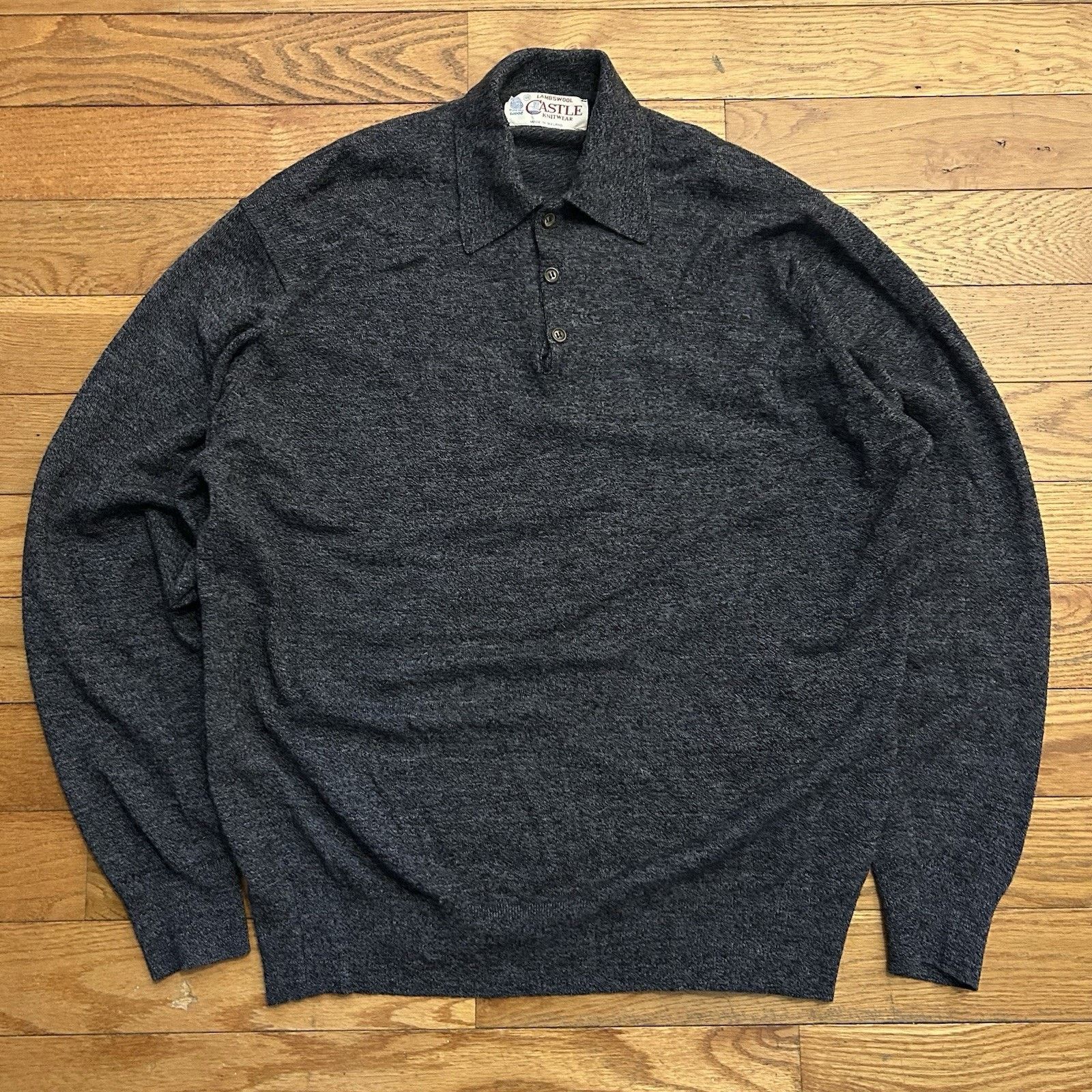 Vintage Castle Ireland Lambs Wool Knit Collared Polo Sweater Large Size US L / EU 52-54 / 3 - 1 Thumbnail