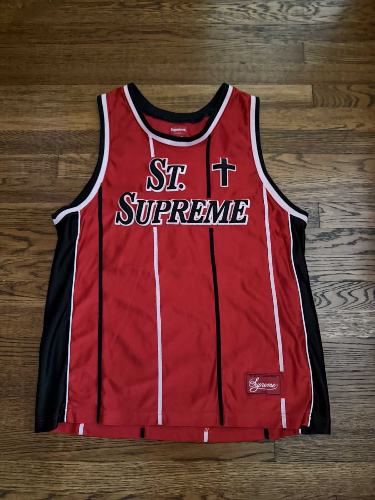 Supreme Supreme “St. Supreme” Red Basketball Jersey (Large) Size US L / EU 52-54 / 3 - 1 Thumbnail