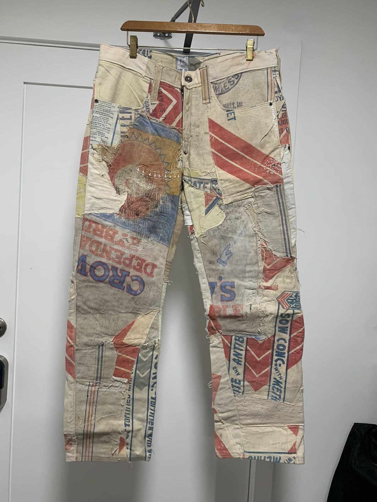 Vintage Bizzrad Country Patchwork Jeans Size US 35 - 1 Thumbnail