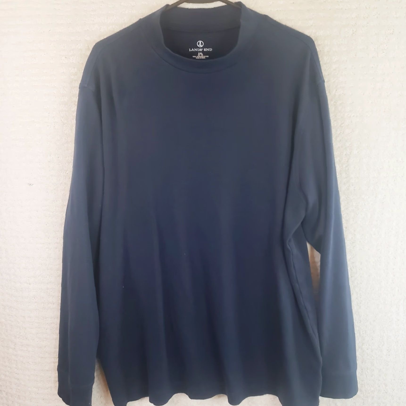 Lands' End Lands' End Super-T Shirt Men's XXL Black Supima Cotton Mock Neck Long Sleeve T-Shirt Solid Size US XXL / EU 58 / 5 - 2 Thumbnail