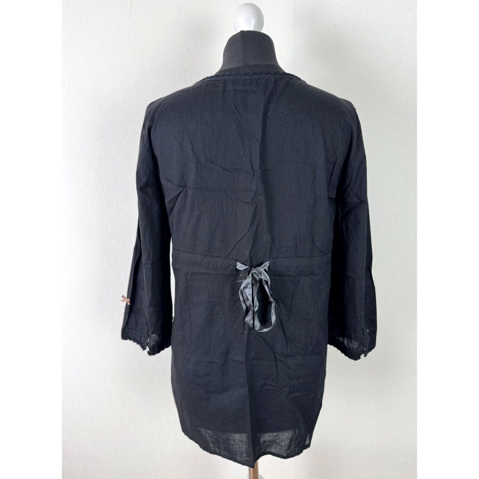 Vintage Odd Molly Blouse Womens Black 3 Long Sleeve Embroidered Cotton Boho Shirt Size XS / US 0-2 / IT 36-38 - 3 Thumbnail