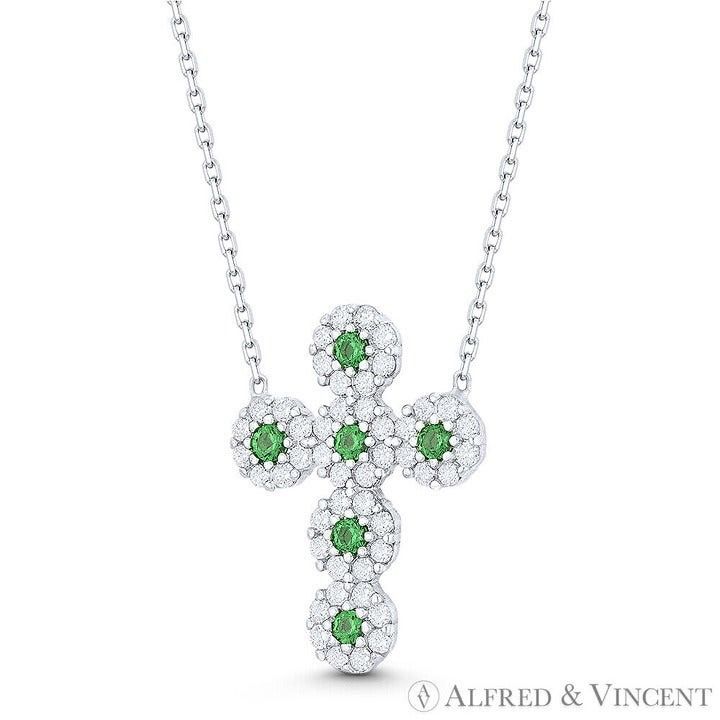 Other Modern Cross Green & Clear CZ Crystal Christian Pendant Size ONE SIZE - 1 Preview