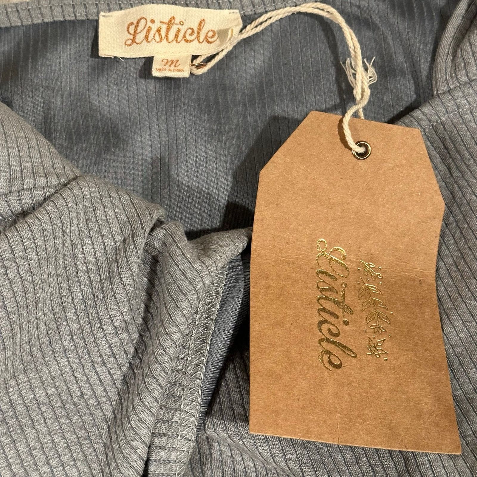 Other Listicle Women’s M Gray Ribbed Twist Front Sleeveless Top Size M / US 6-8 / IT 42-44 - 5 Thumbnail