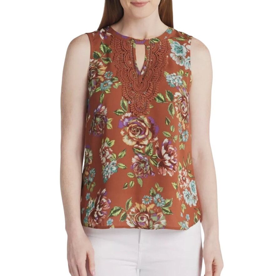 Other Quin Keyhole Crochet Blouse - Stitch Fix Mixed Material Top Size M / US 6-8 / IT 42-44 - 2 Thumbnail