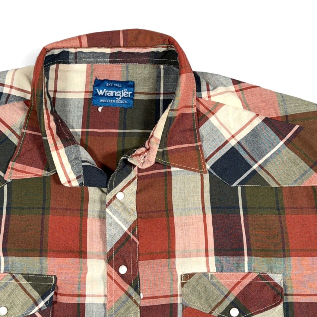 Wrangler VINTAGE Wrangler Western Shirt 2XLT Adult Plaid Brown Black Pearl Snap 90s Cowboy Shirt Mens Size US XXL / EU 58 / 5 - 2 Thumbnail