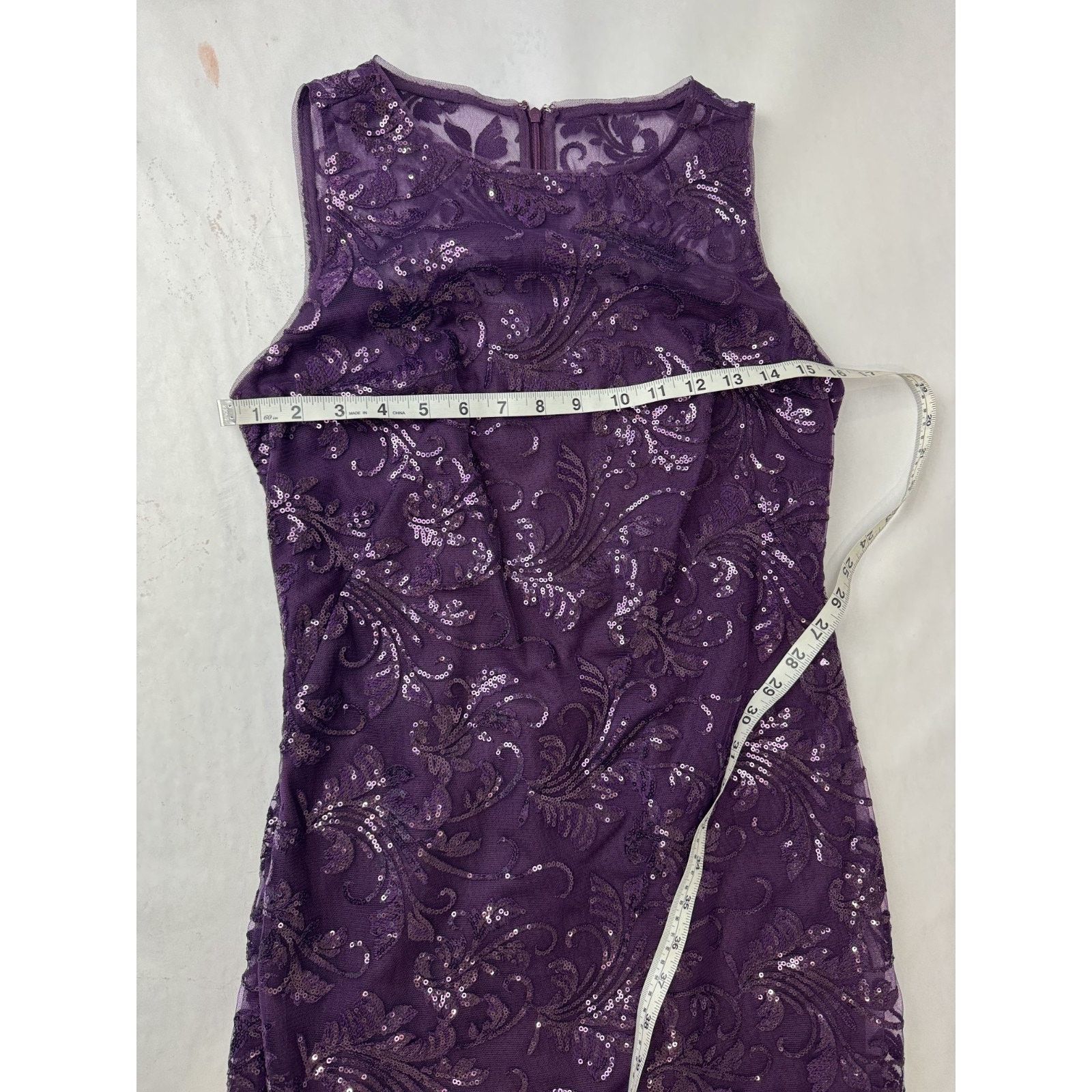 Calvin Klein Calvin Klein Purple Sequin Lace Sheath Dress Holiday 4 Size S / US 4 / IT 40 - 3 Thumbnail