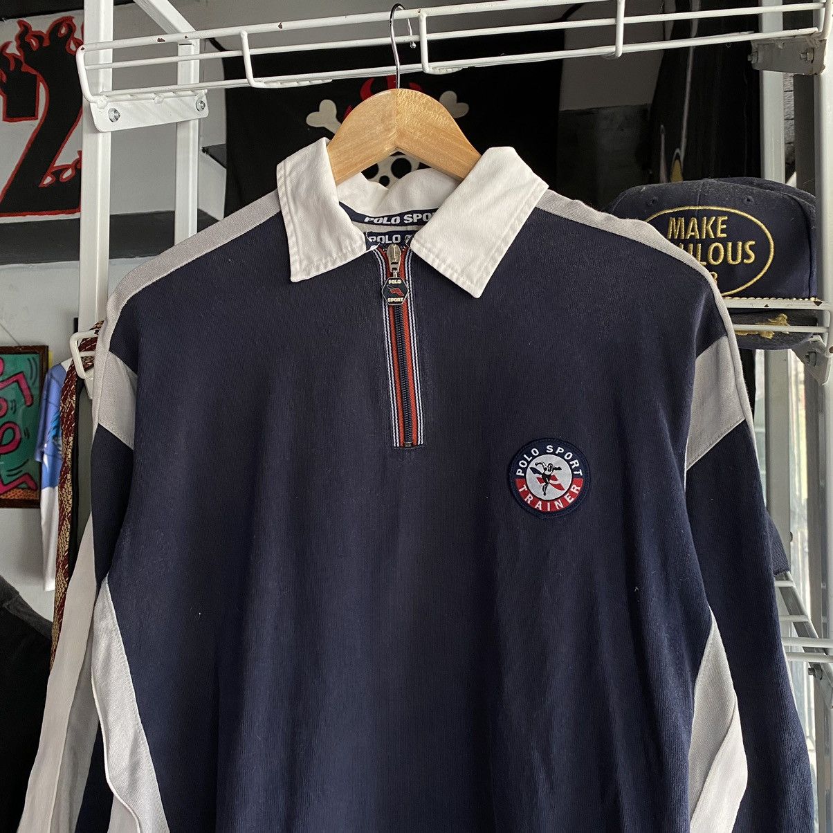 Polo Ralph Lauren × Vintage Polo Sport Trainer Half Zipper Vintage Marathon Polos L/S Size US L / EU 52-54 / 3 - 3 Thumbnail