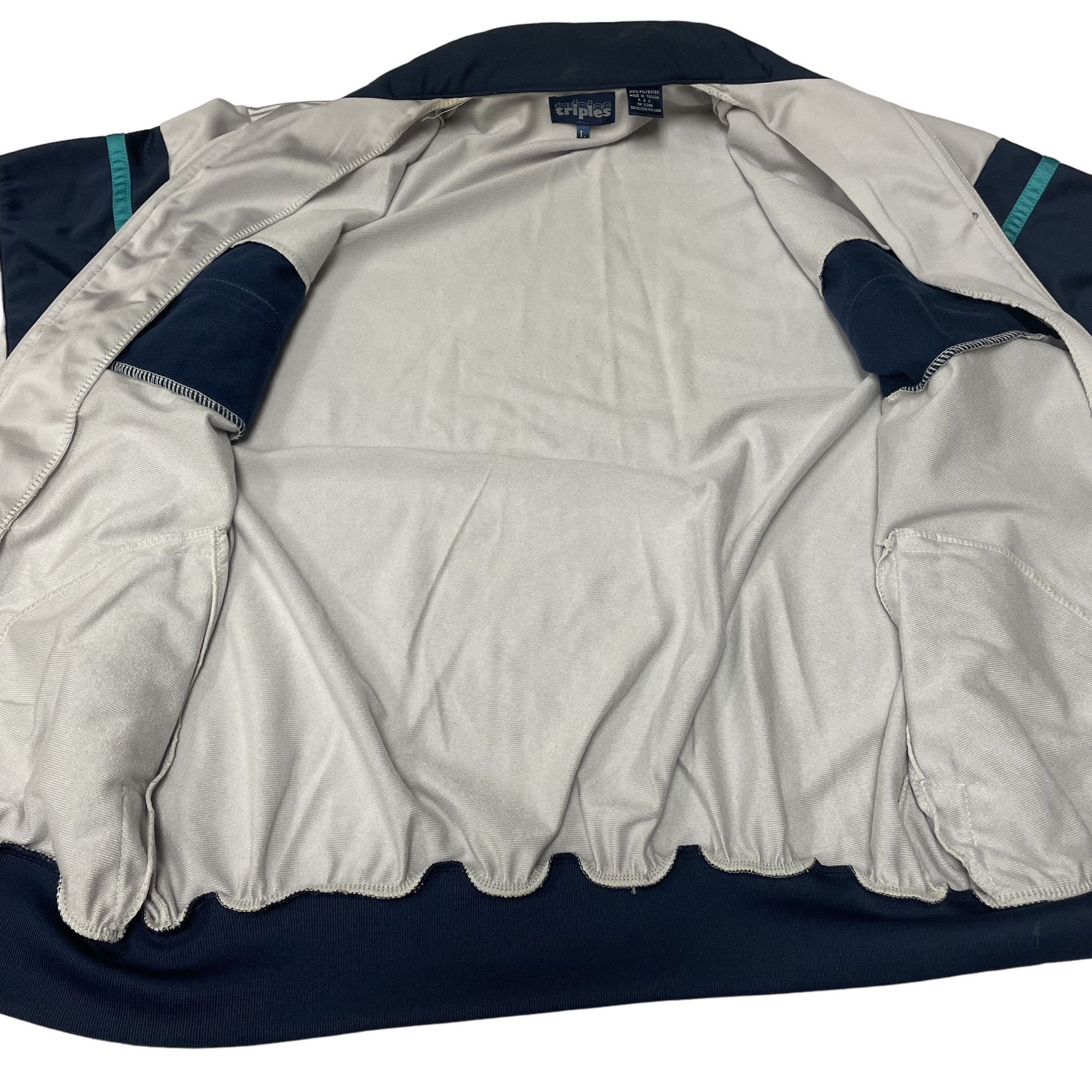 Other Vtg Triples SHINY Silver Blue ATHLETIC Warm Up TRACK jacket Size US L / EU 52-54 / 3 - 6 Thumbnail