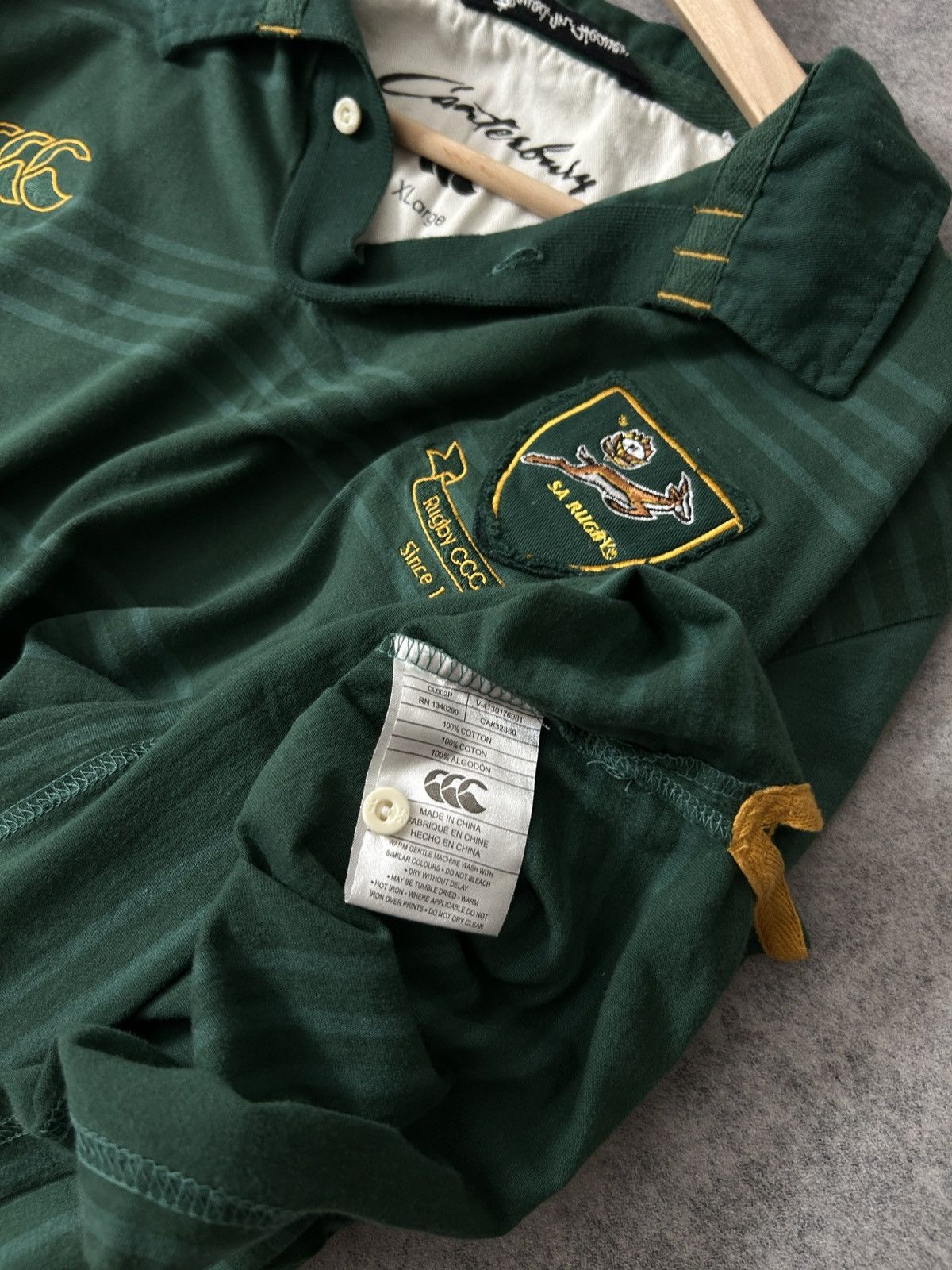 Canterbury of New Zealand Vintage Canterbury SA rugby jersey mens green polos Size US XL / EU 56 / 4 - 4 Thumbnail